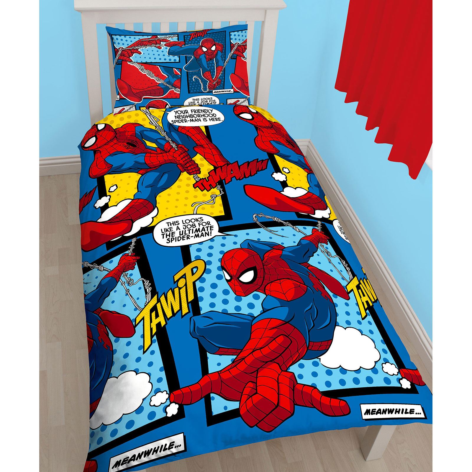 MARVEL SPIDERMAN DUVET COVER SETS KIDS BOYS BEDDING JUNIOR, SINGLE