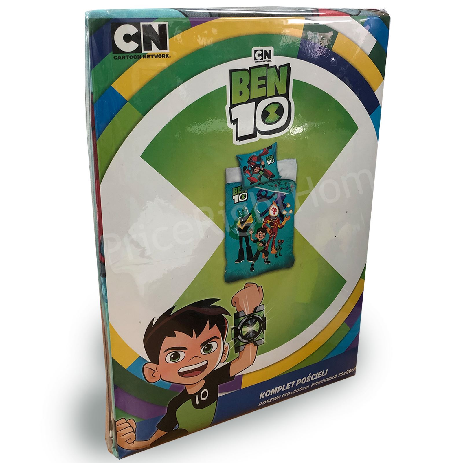 100 COTTON BEN 10 SINGLE DUVET COVER AND PILLOWCASE SET 2 IN 1 DESIGN