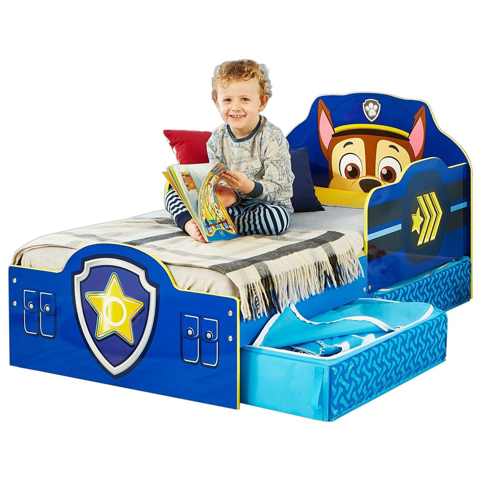 CHARACTER + DISNEY JUNIOR TODDLER BEDS WITH STORAGE + SHELF + MATTRESS