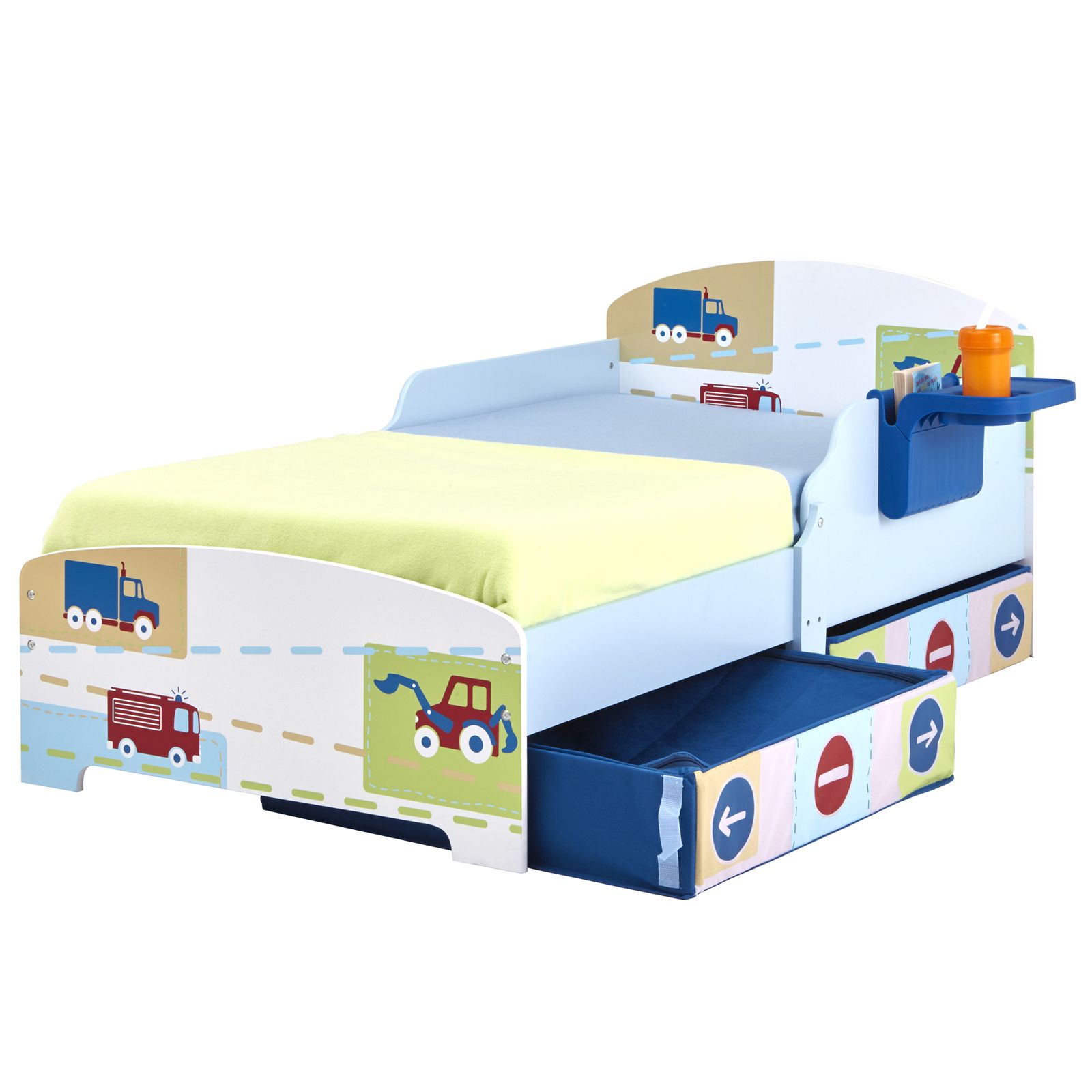 CHARACTER + DISNEY JUNIOR TODDLER BEDS WITH STORAGE + SHELF + MATTRESS