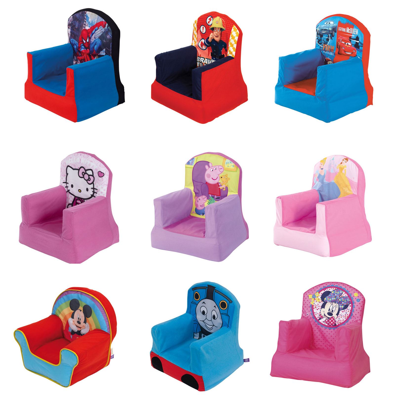 OFFICIAL DISNEY AND CHARACTER CHILDRENS COSY CHAIRS INFLATABLE BEDROOM