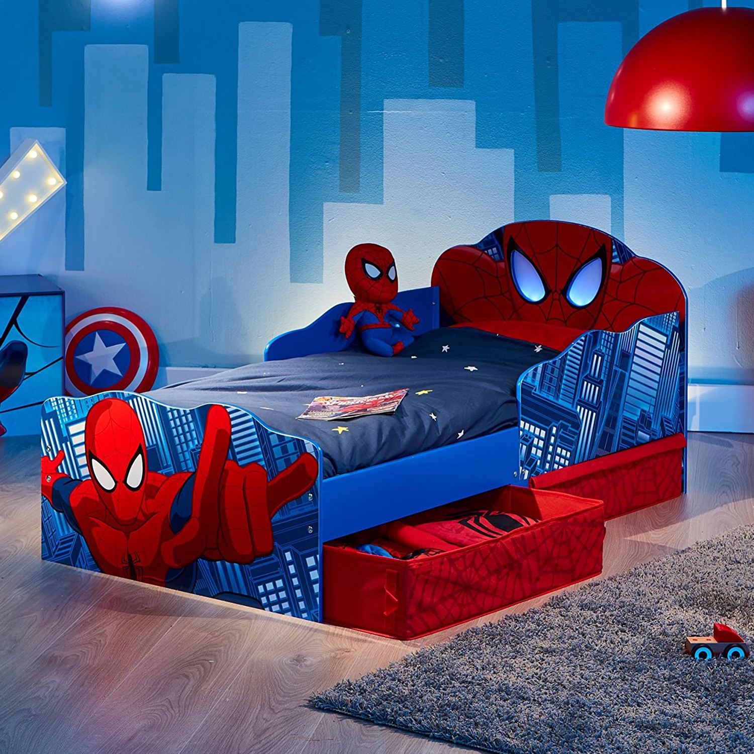 SPIDERMAN TODDLER BED STORAGE MATTRESS OPTIONS BOYS BEDROOM SPIDERMAN TODDLER BED STORAGE MATTRESS OPTIONS BOYS BEDROOM
