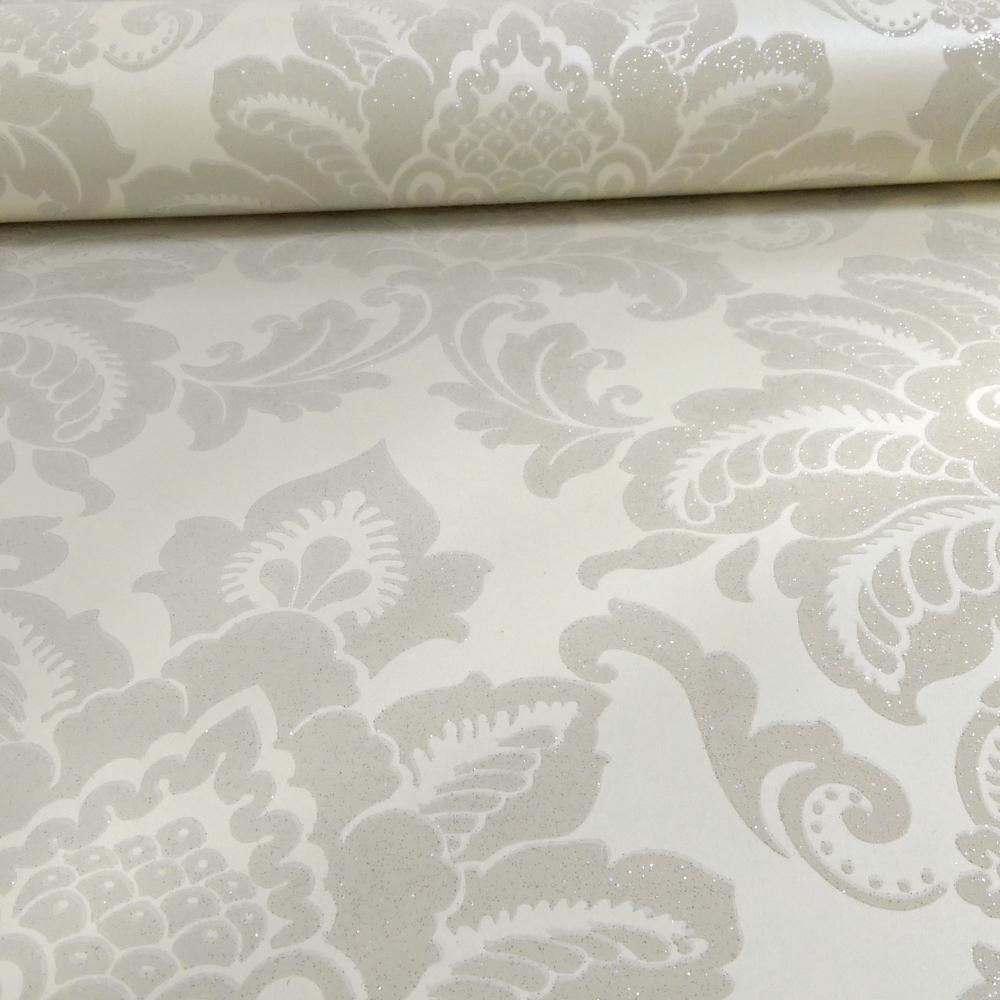 ARTHOUSE PRECIOUS METALS GLISTEN DAMASK WALLPAPER GUNMETAL, GOLD