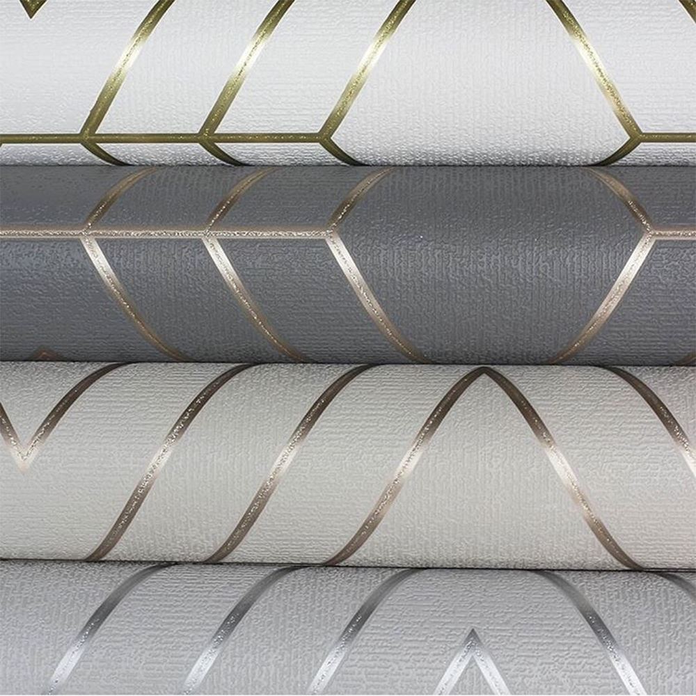 Geometric Wallpaper Modern Decor Triangles Trellis Silver Rose Gold