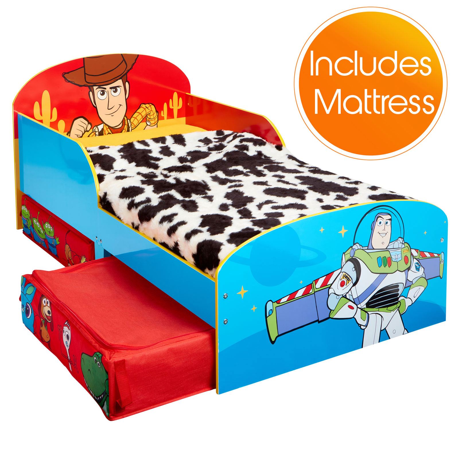 Toy Story 4 Toddler Bed Underbed Storage Fully Sprung Mattress