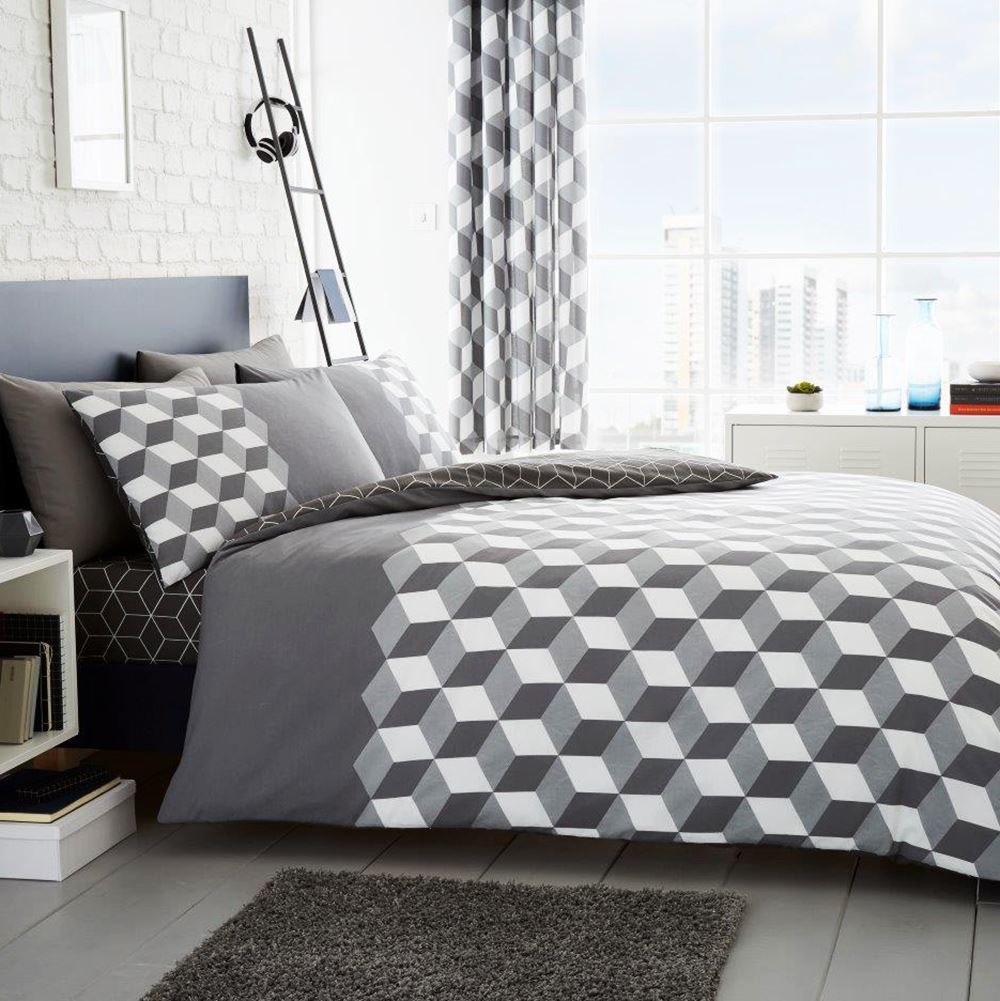 GEOMETRIC BEDDING DUVET COVER SETS DIAMOND CHEVRON SINGLE DOUBLE KING eBay