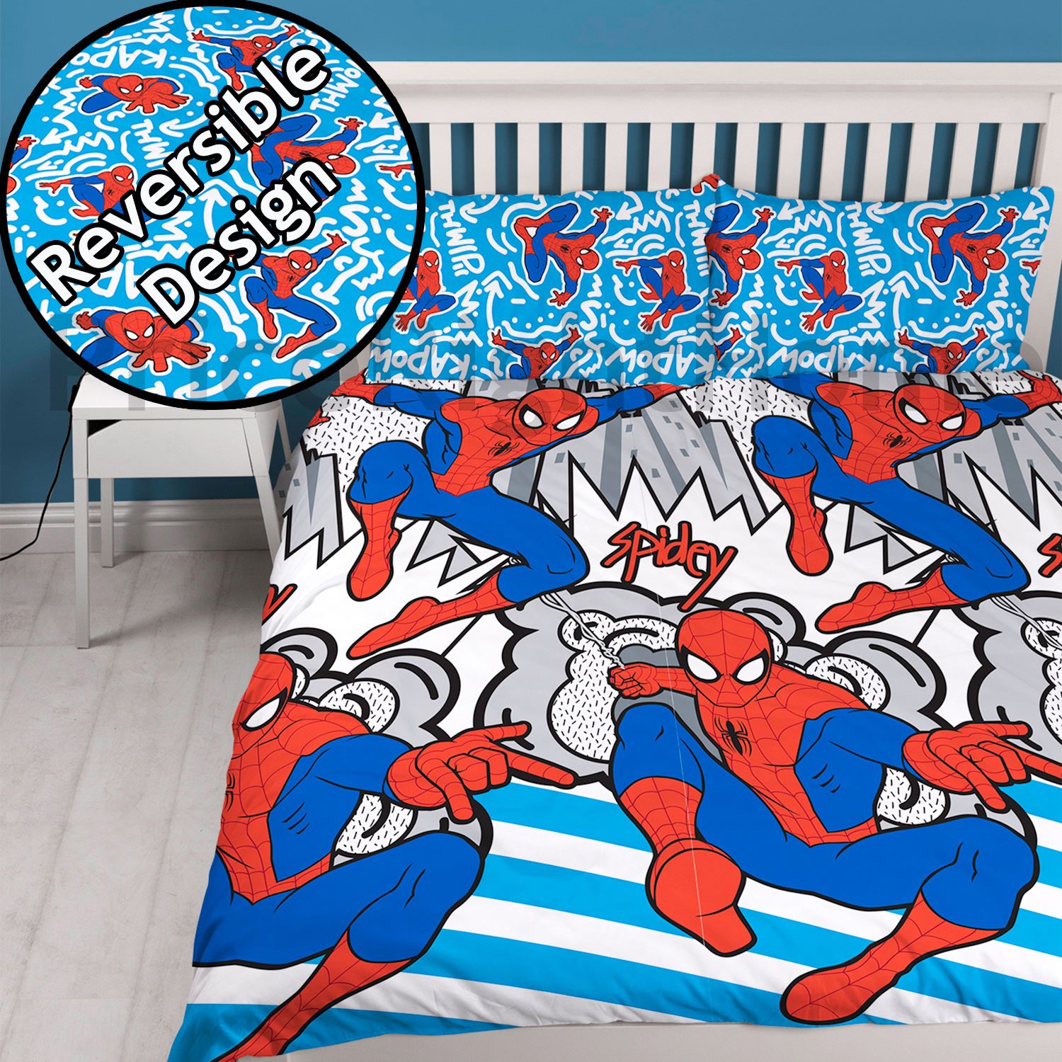 MARVEL AVENGERS COMICS SPIDERMAN DUVET COVER SET BEDDING SINGLE