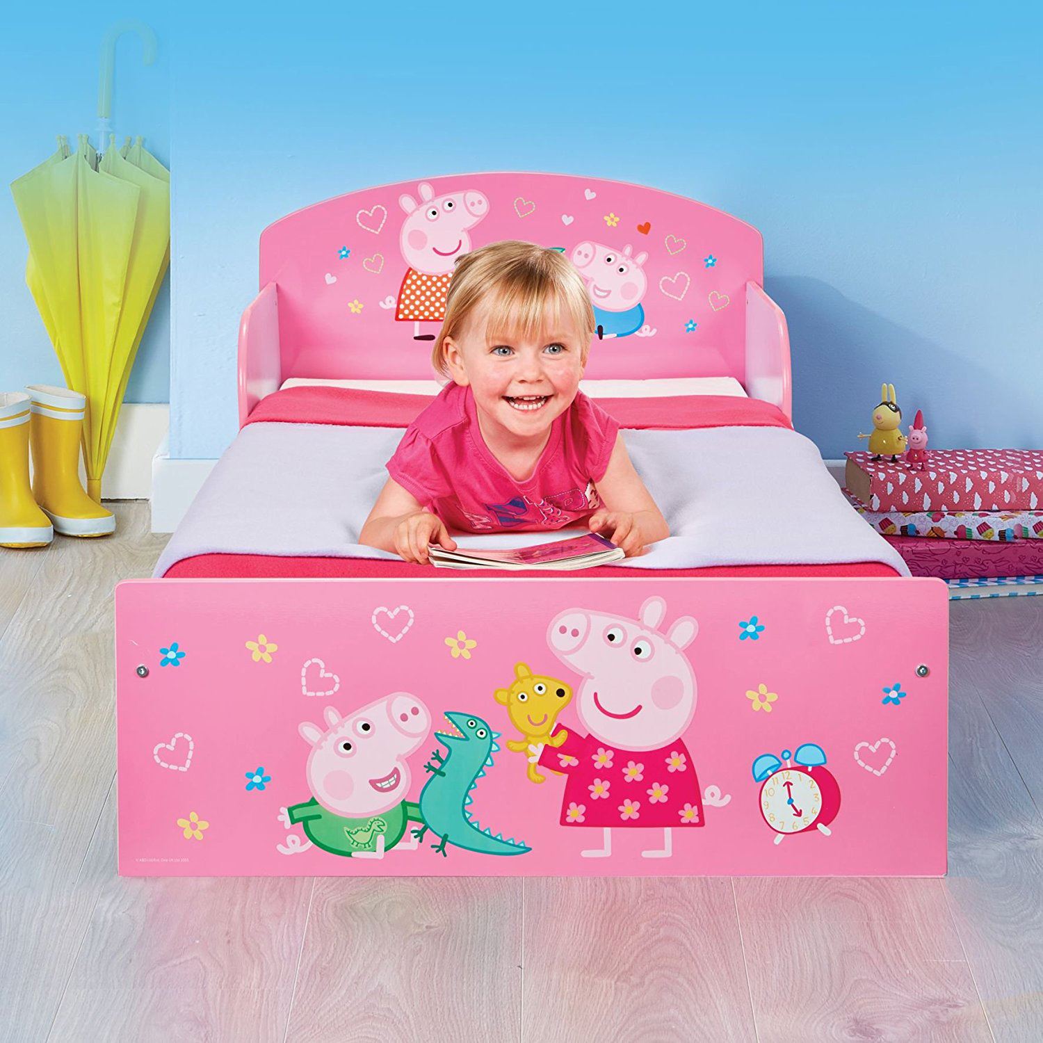 PEPPA PIG TODDLER BED & MATTRESS OPTIONS GIRLS BEDROOM PINK CHARACTER