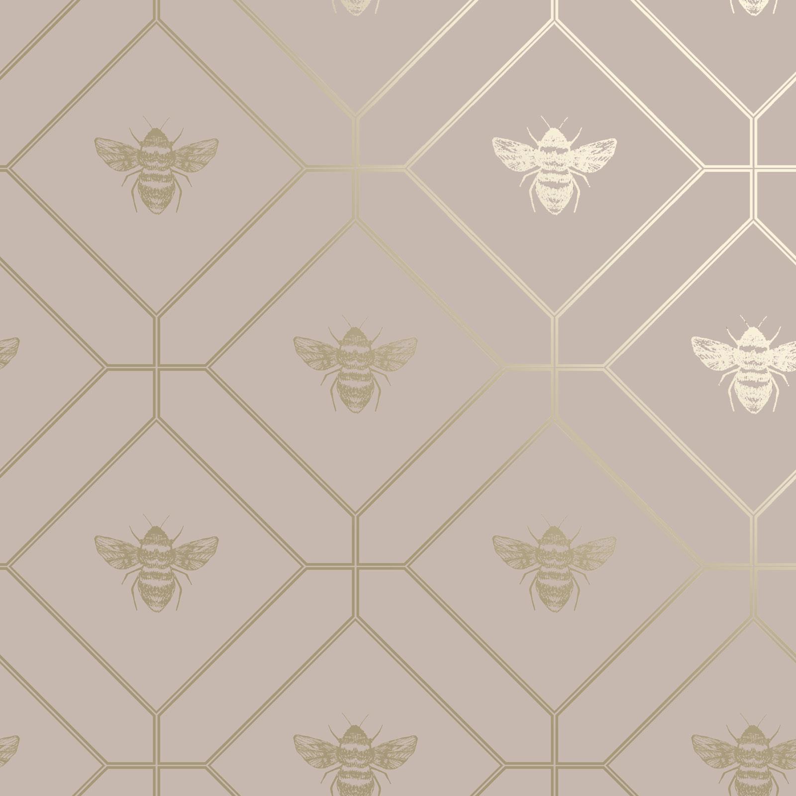 Honeycomb Bee Wallpaper Metallic Gold Geometric Diamonds - Various Colours - Picture 15 of 32