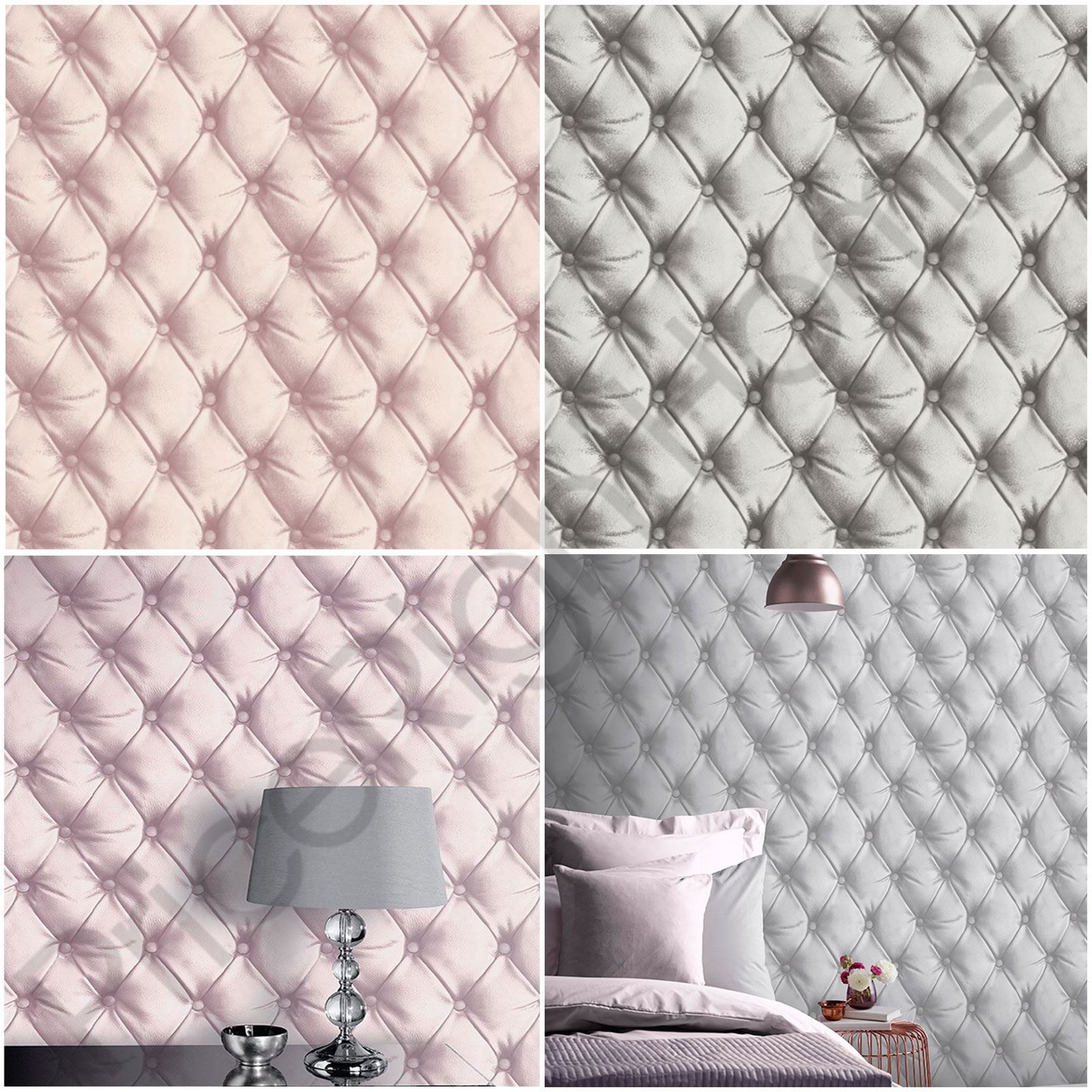 Arthouse Desire Chesterfield Cuir Papier Peint Effet Métallique Fard Argent