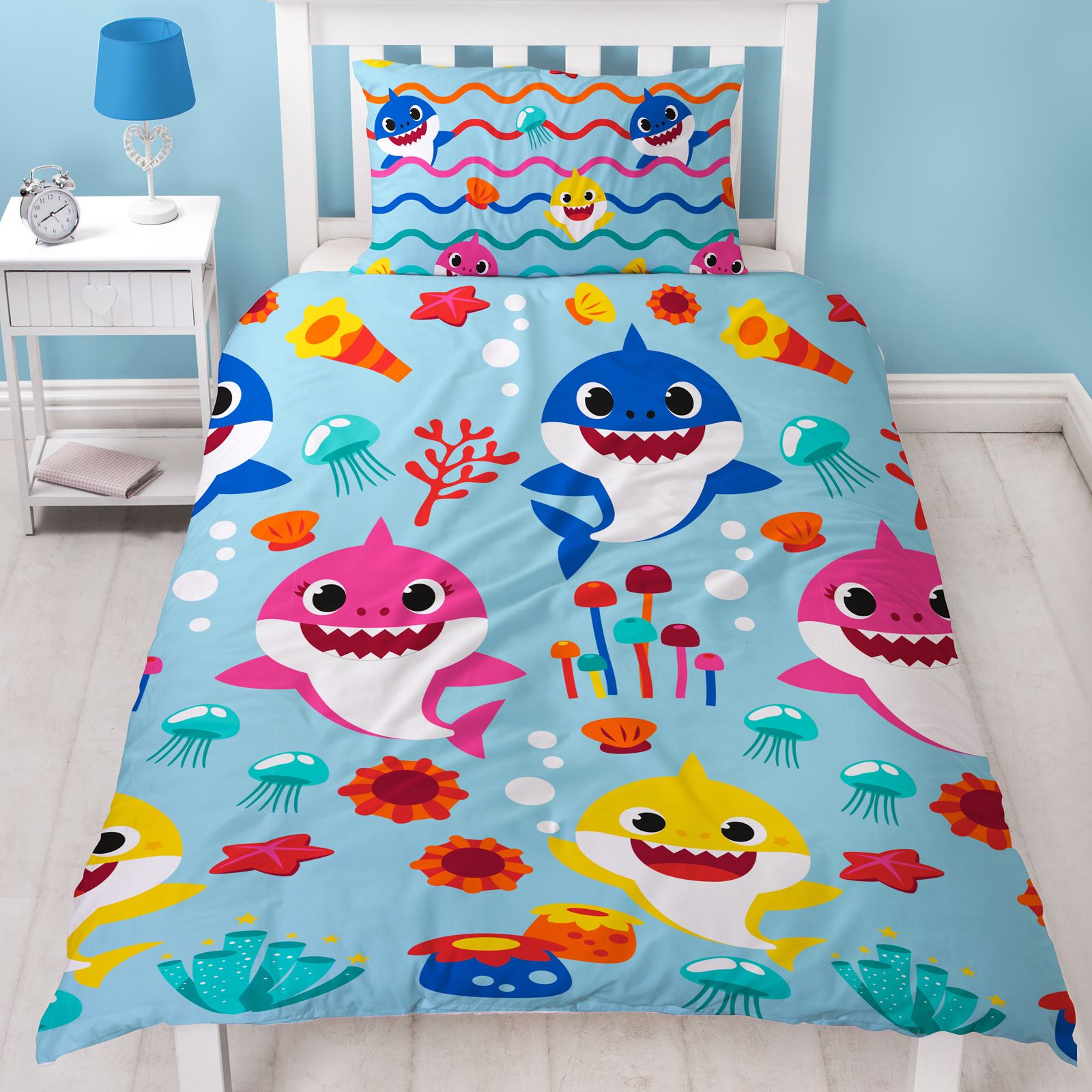 Baby Shark Rainbow Single Bedding Set Children's Reversible Duvet Cover