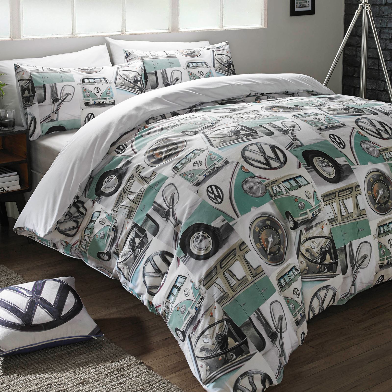 VW VOLKSWAGEN CAMPERVAN DUVET COVER SETS RETRO CAR BEDDING SINGLE