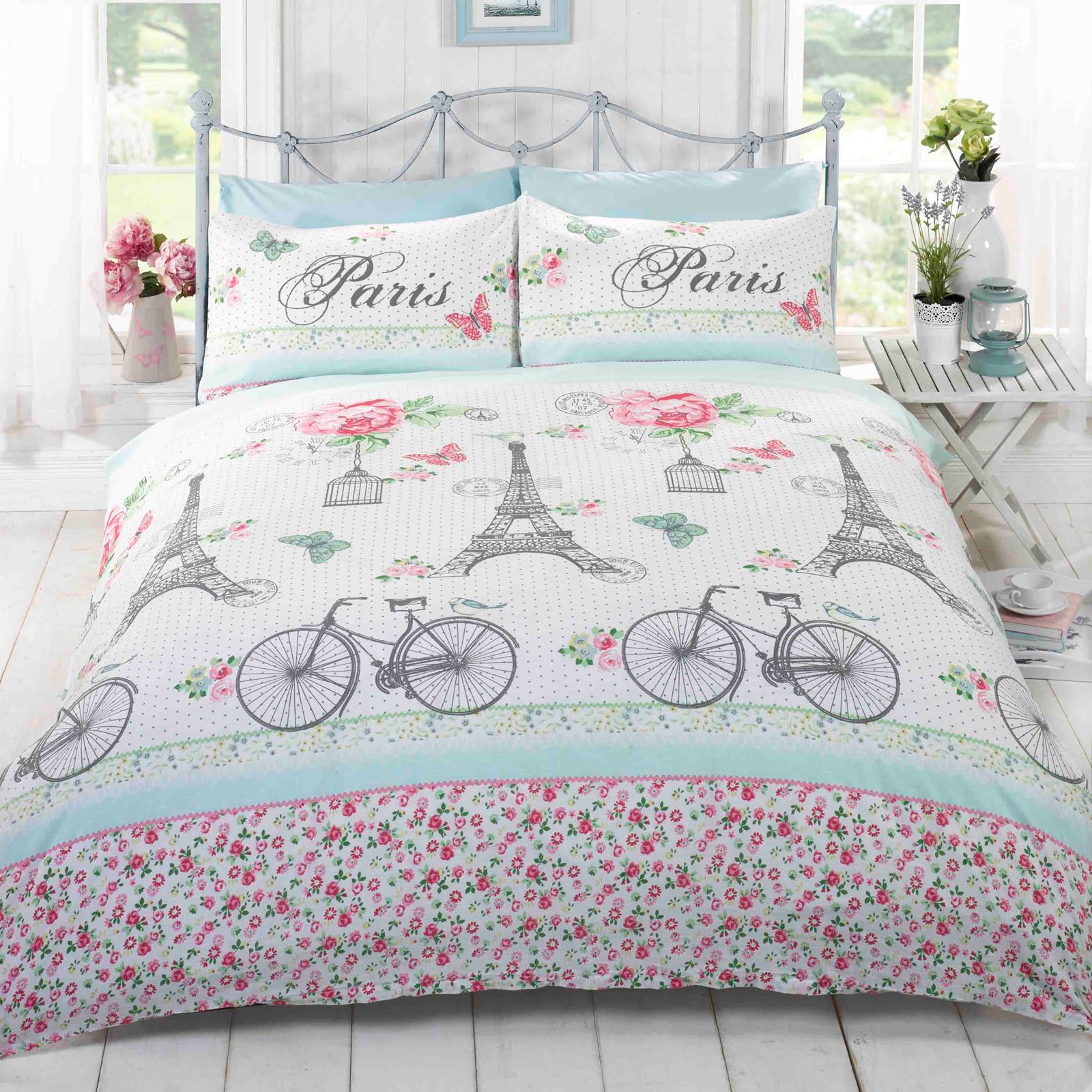 PARIS FRENCH DUVET COVER SET LANDMARKS EIFFEL TOWER SINGLE, DOUBLE