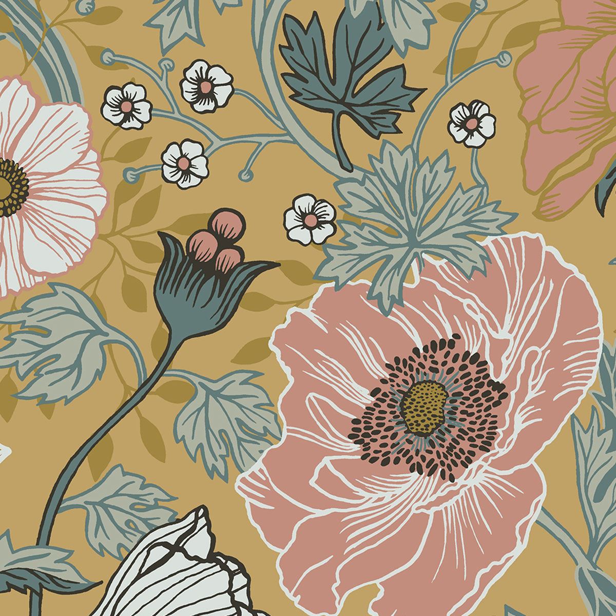 Galerie Apelviken Anemone Floral William Morris Style Wallpaper - Picture 9 of 11