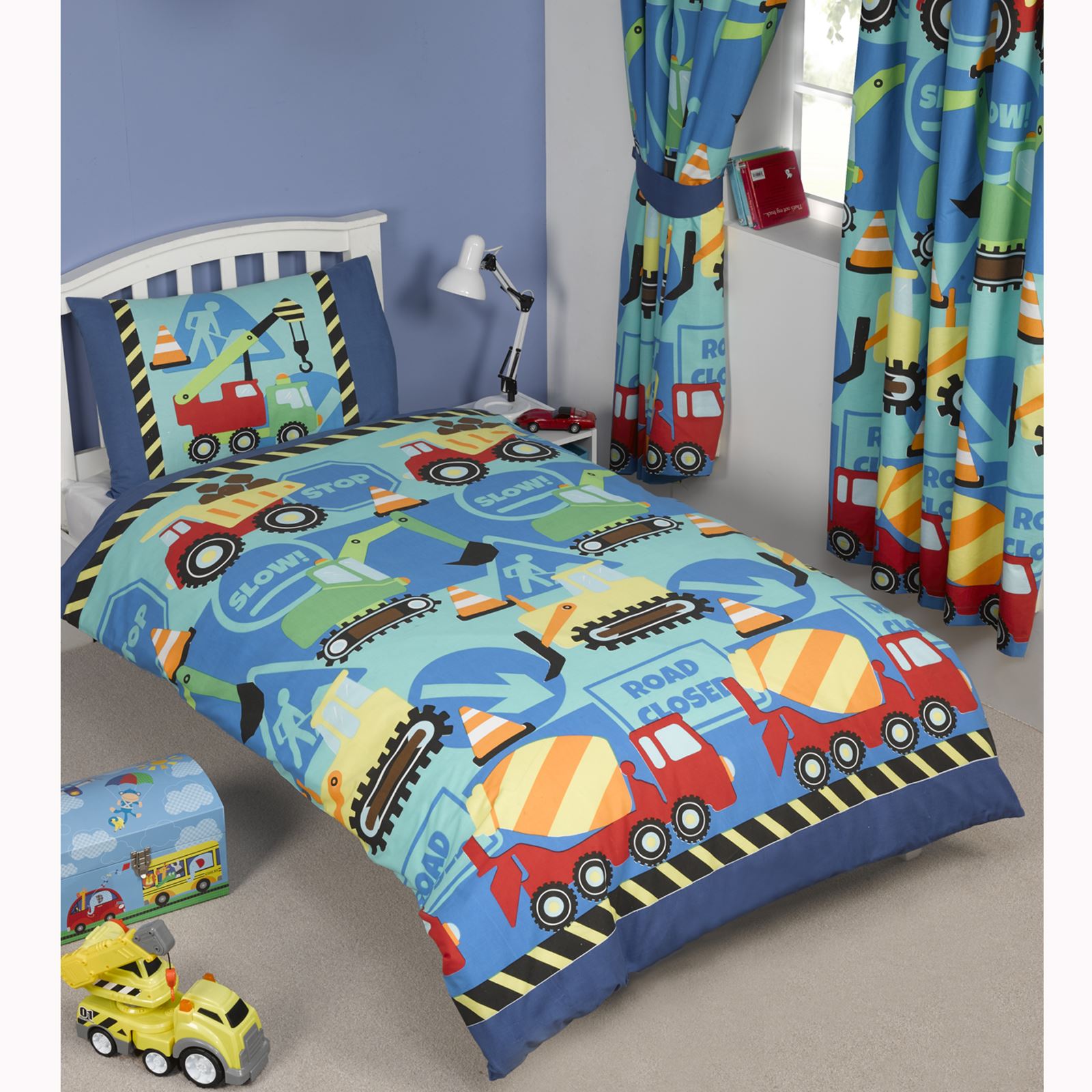 Boys Construction Time Junior Duvet Cover Set 66ins X 54ins