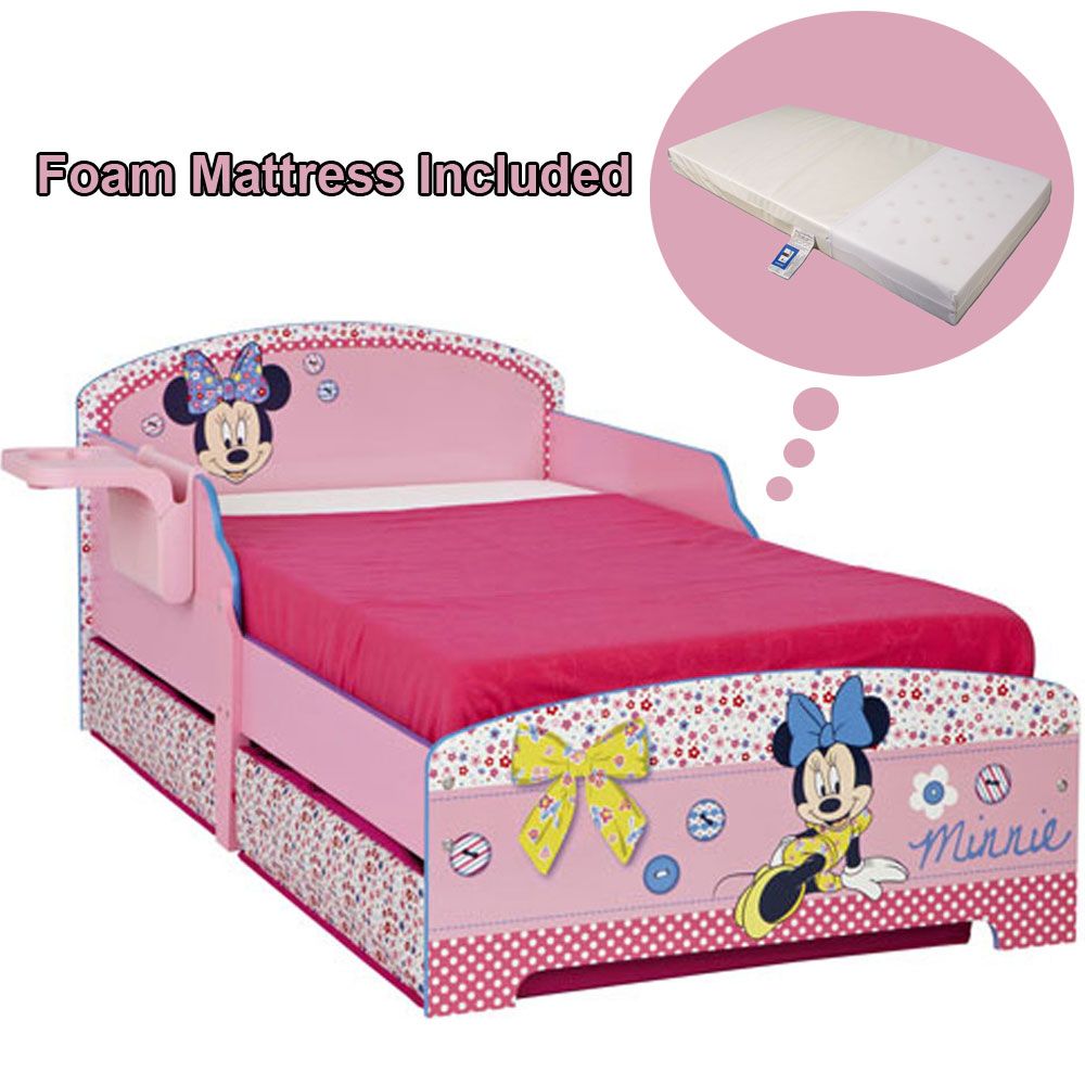 CHARACTER + DISNEY JUNIOR TODDLER BEDS WITH STORAGE + SHELF + MATTRESS