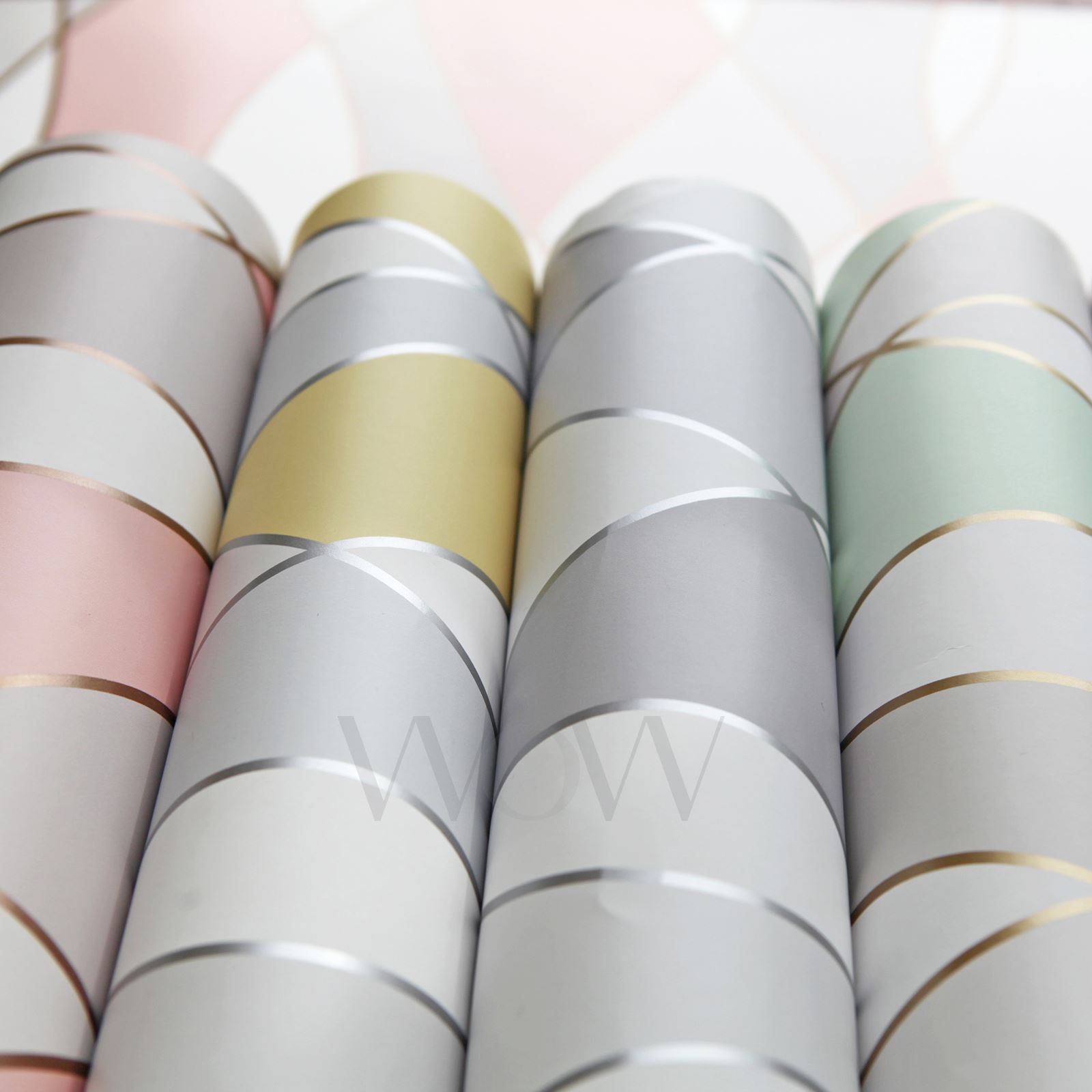 GEOMETRIC WALLPAPER APEX CLIFTON WAVE ART DECO ROSE GOLD SILVER & MORE