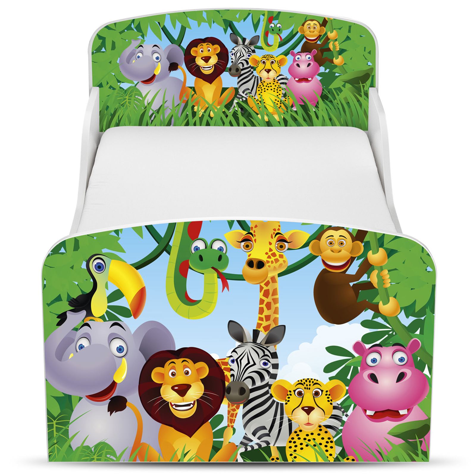 Deluxe Matelas Neuf Lion Singe Jungle MDF Tout-petit lit avec de rangement dessous de lit