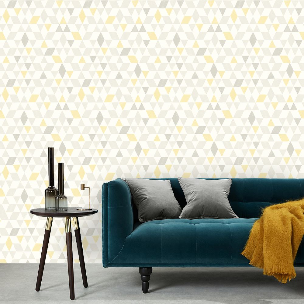 Fine Decor Scandi Dreiecke Tapete Grau/Gelb/Weiß FD41277 Geometrisch | eBay