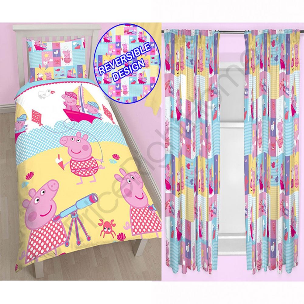 PEPPA PIG NAUTICAL BEDDING & CURTAINS RANGE IN SINGLE, DOUBLE, JUNIOR