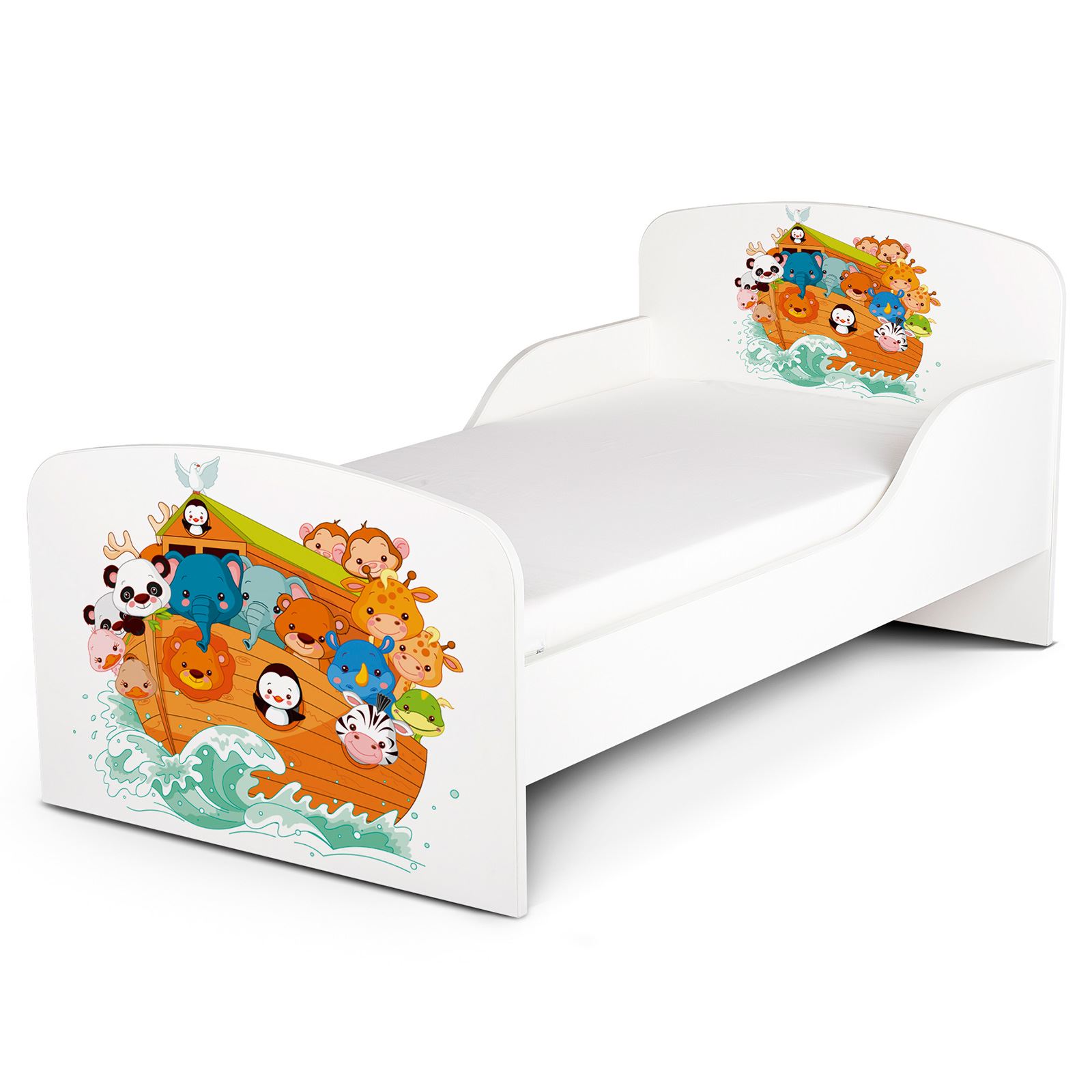 TODDLER BED KIDS COTBED JUNIOR BOYS GIRLS BEDROOM NURSERY - WHITE | MULTI - Picture 43 of 52