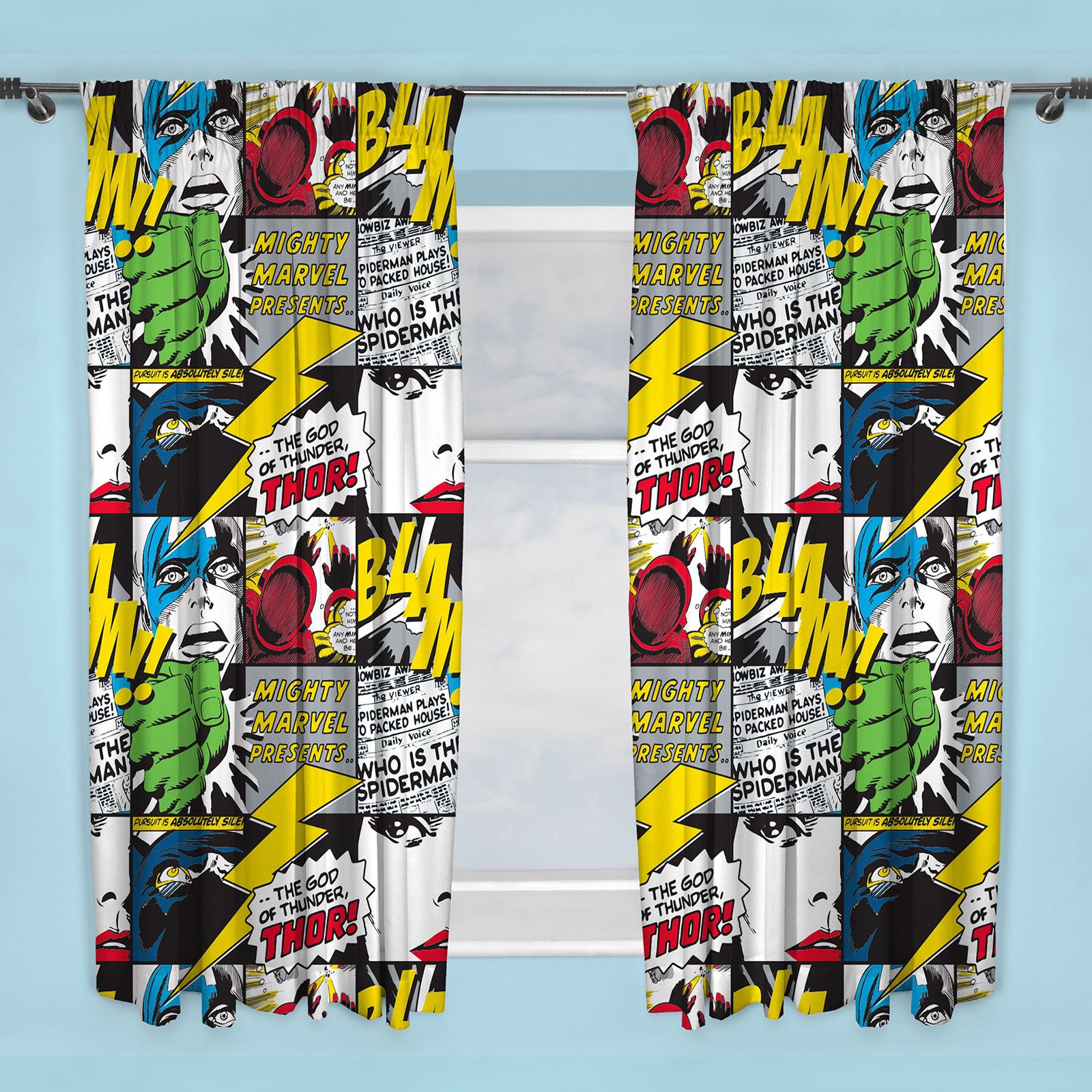 Marvel Comics Scribble Curtains Kids Boys Superheroes 66 X 54 Ebay