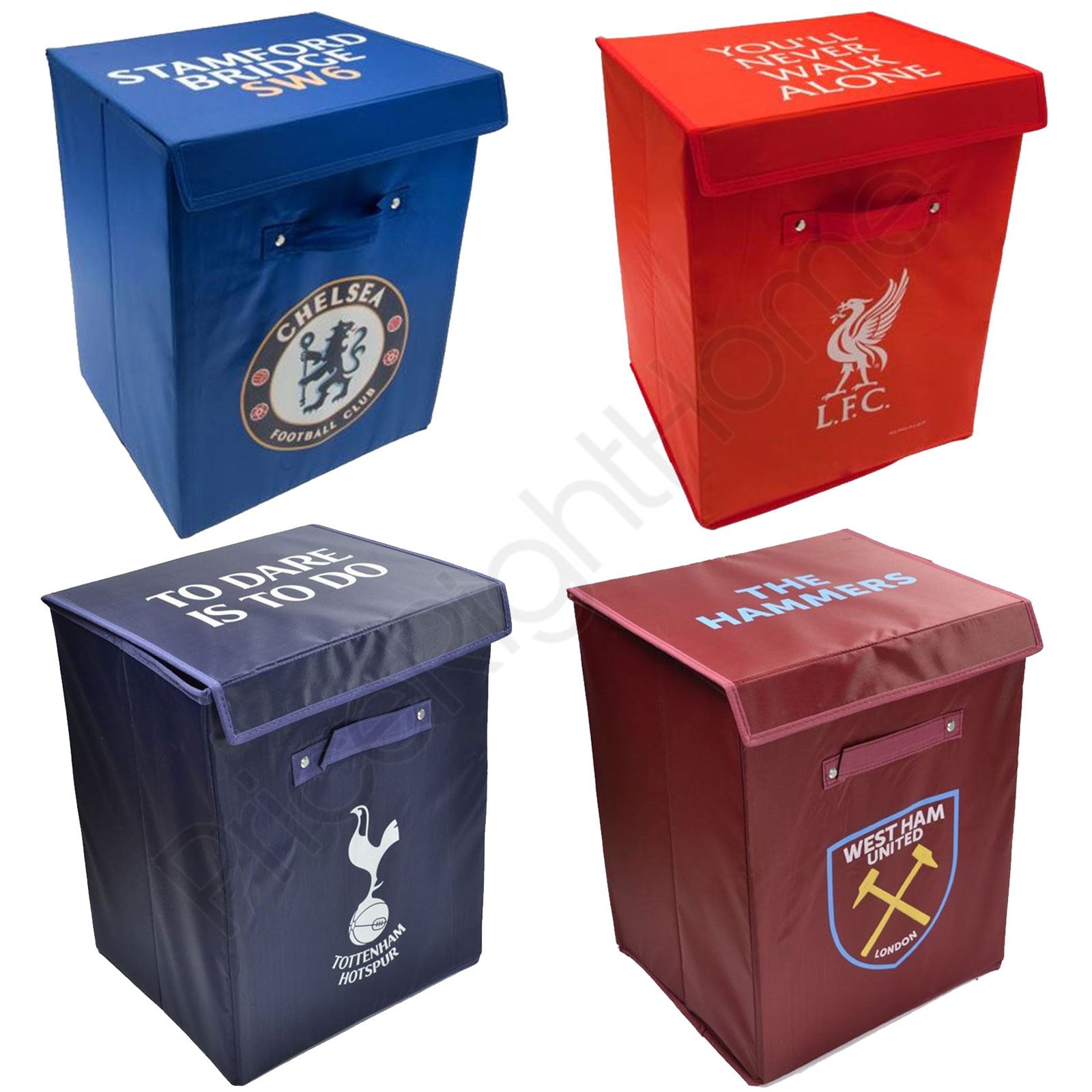 FOOTBALL FABRIC STORAGE BOXES - BEDROOM CHELSEA LIVERPOOL ...