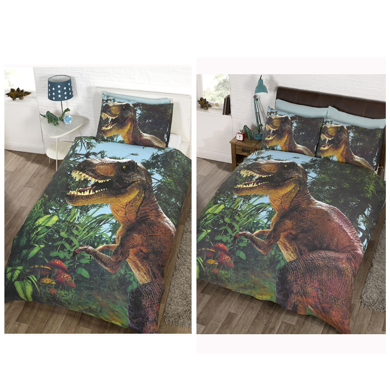 JURASSIC T-REX DINOSAUR DOUBLE DUVET COVER SET EXCLUSIVE PARK