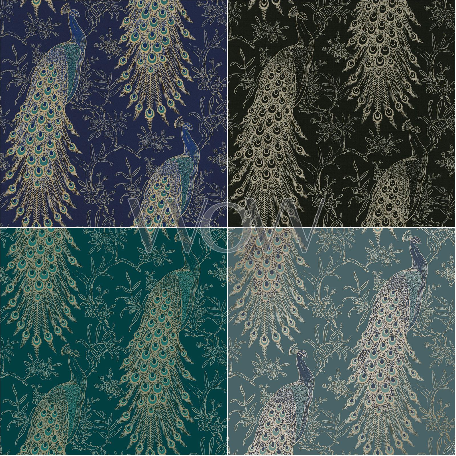 RASCH Pfau Tapete Federn Exotisch Vogel Metallisch Glitzer