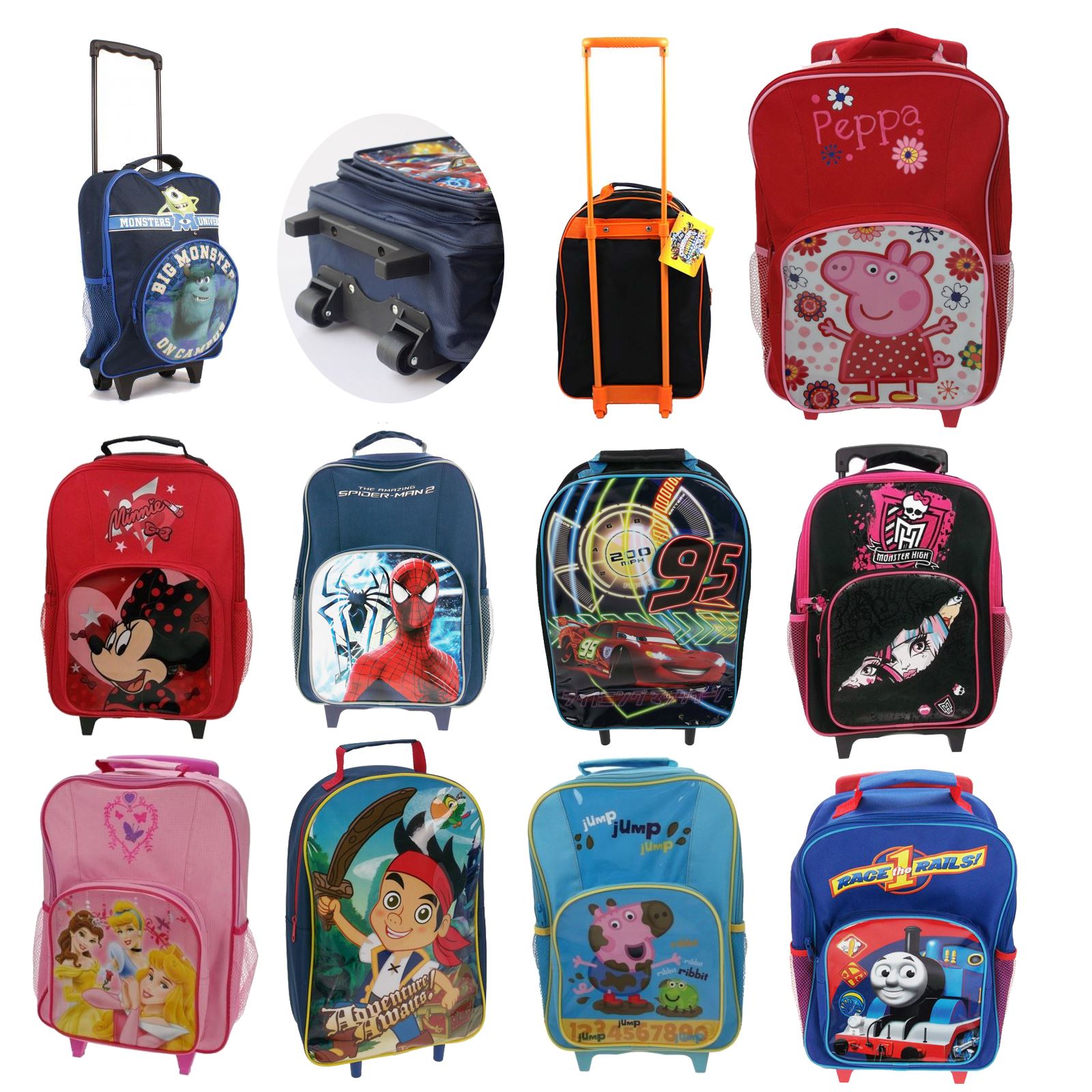 Childrens Disney and Character Wheeled Trolley Bag Suitcases Kids