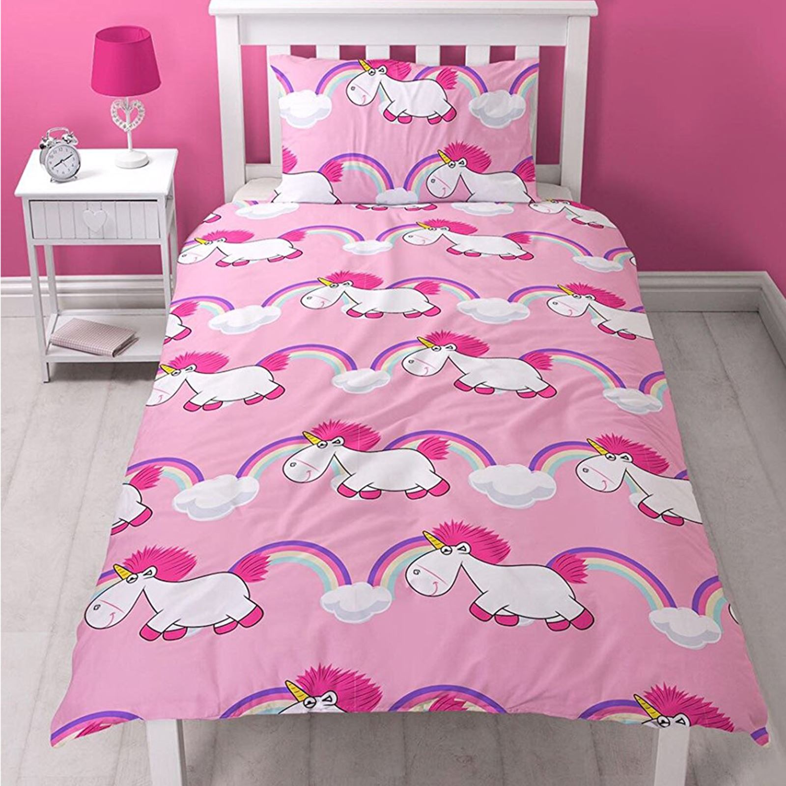 DESPICABLE ME FLUFFY UNICORN DUVET COVER SET KIDS REVERSIBLE SINGLE & DOUBLE eBay