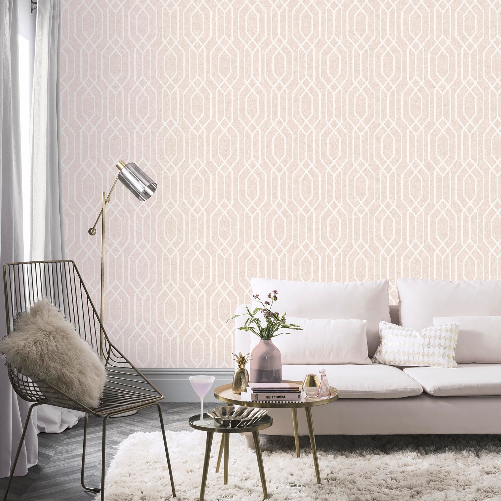 Geometric Abstract Hexagon Shapes Arthouse New York Geo Pink Wallpaper 908208