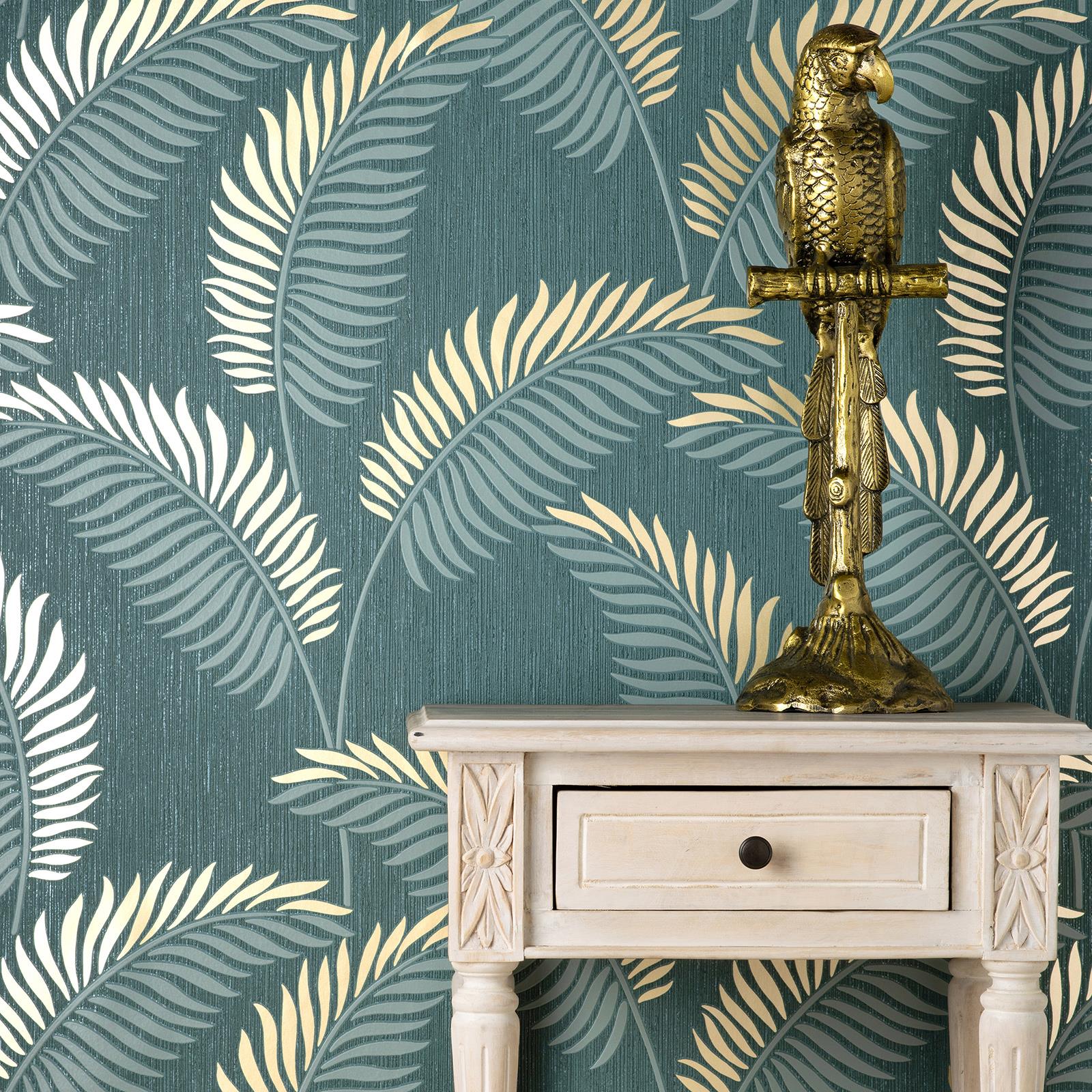 Fine Decor Cascade Leaf Wallpaper Tropical Metallic Fern Leaves - Various Colors - Picture 9 of 25