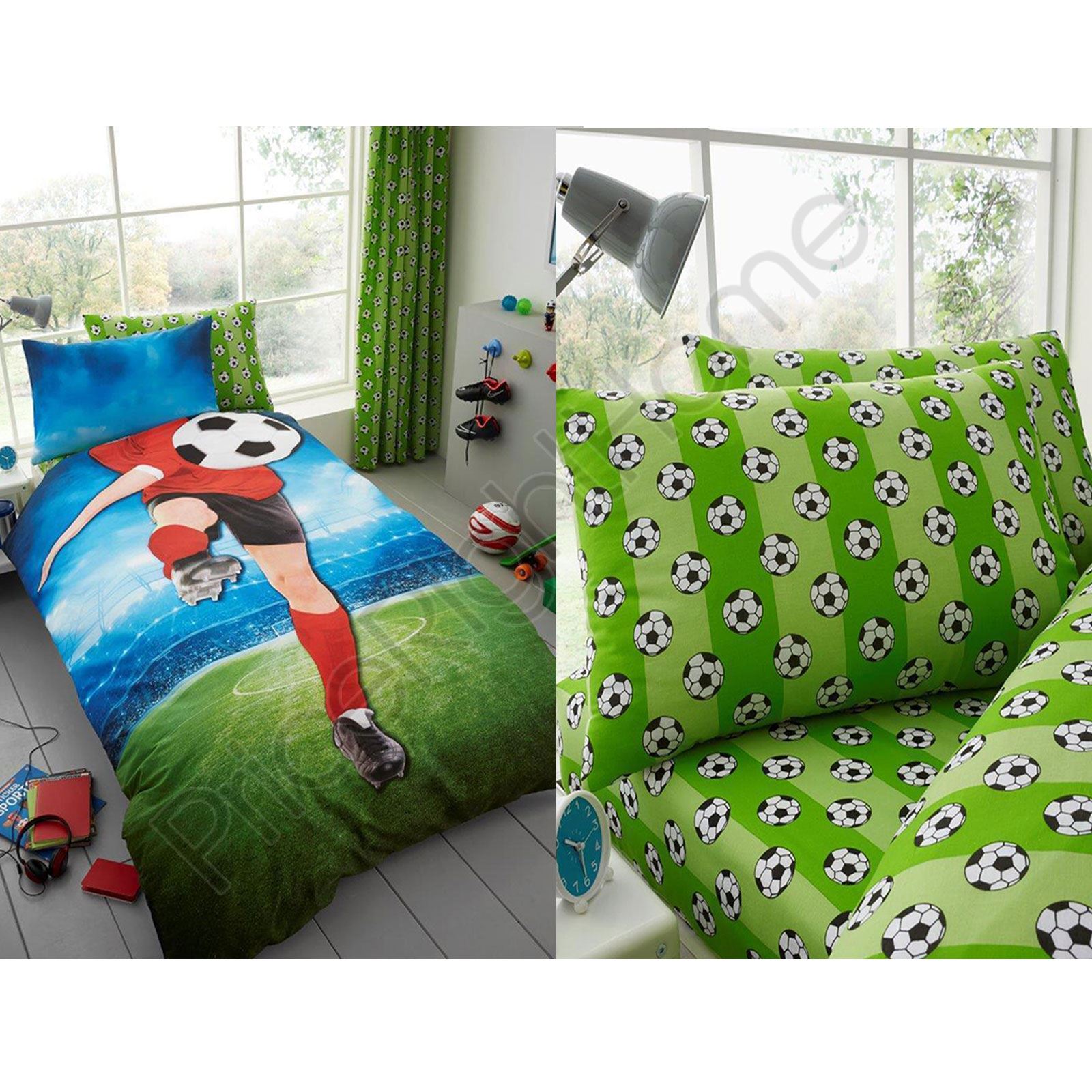 FITTED SHEET FOOTBALLER SELFIE KICK BOYS SINGLE DUVET COVER SET PILLOWCASES