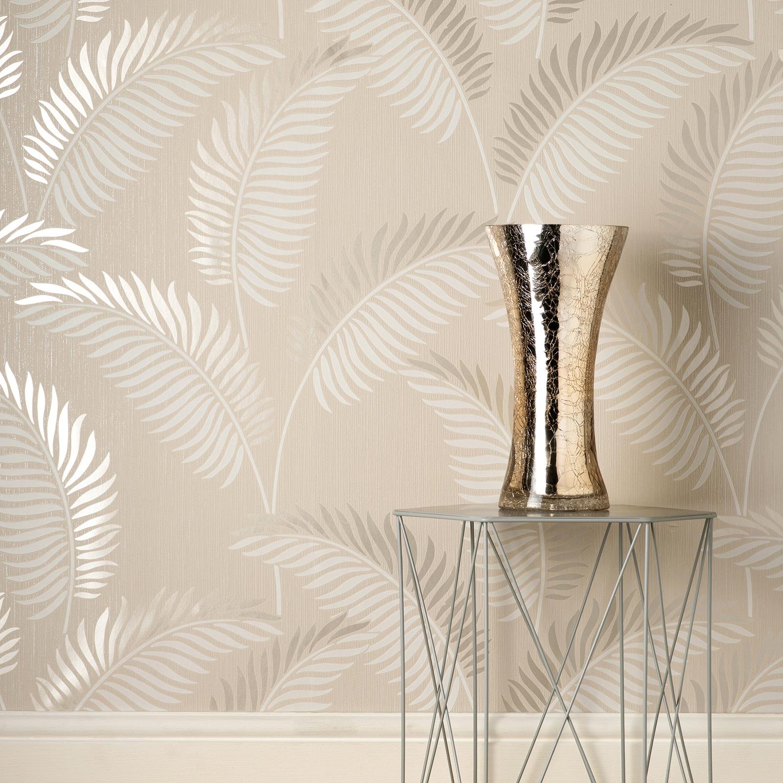 Fine Decor Cascade Leaf Wallpaper Tropical Metallic Fern Leaves - Various Colors - Picture 4 of 25