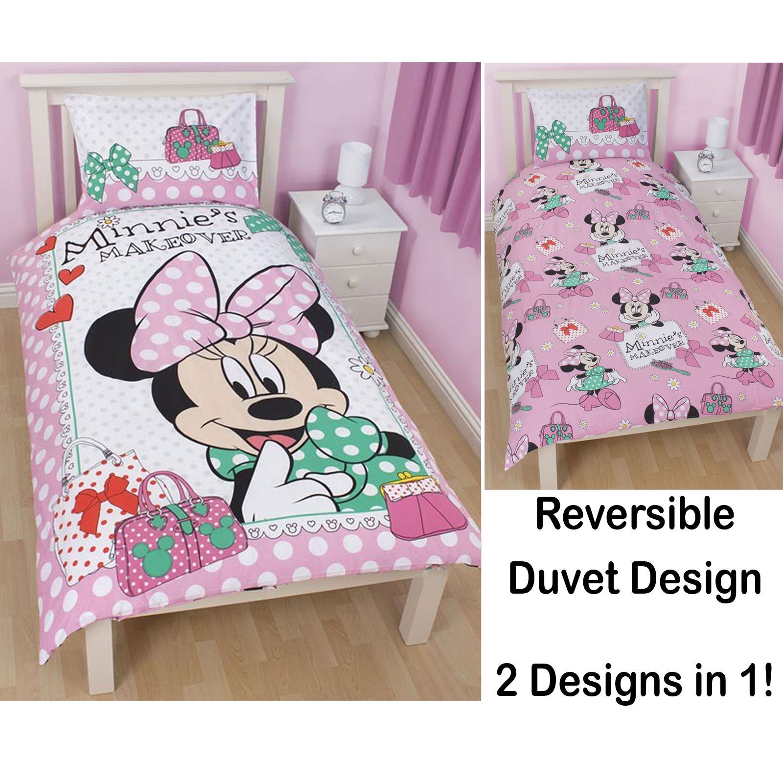 DISNEY MINNIE MOUSE OFFICIAL SINGLE, DOUBLE & JUNIOR DUVET COVERS KIDS