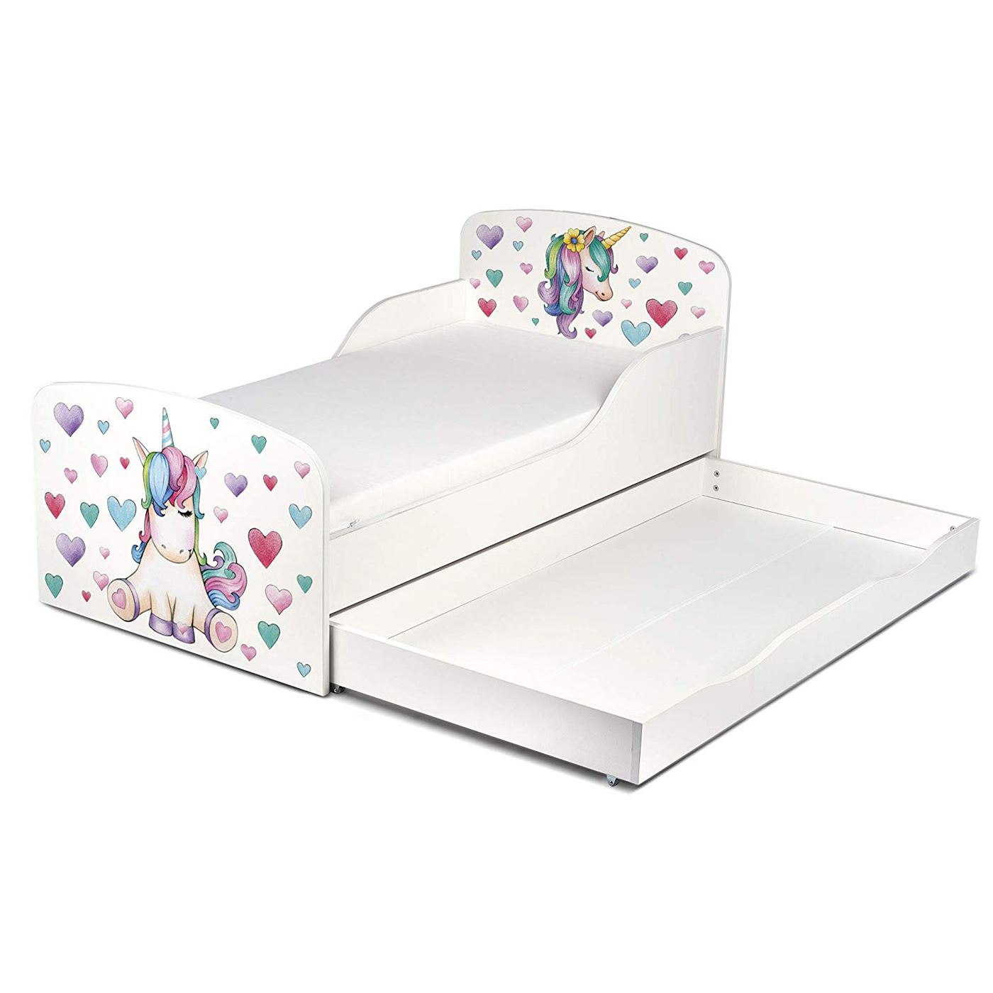 Unicornio Cama Infantil con Almacenamiento + Todo Muelle Colchón