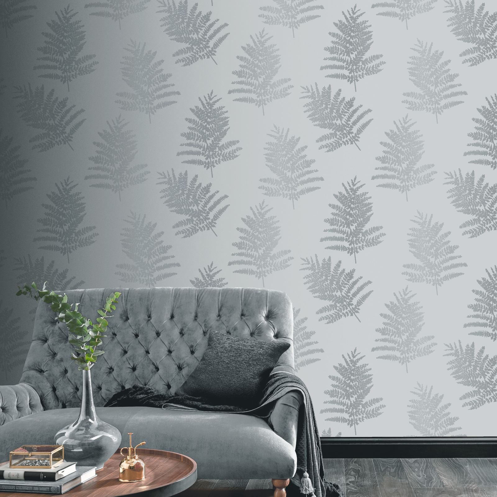 ARTHOUSE SILVER WALLPAPER FLORAL DAMASK TREES GLITTER STRIPE ROSE