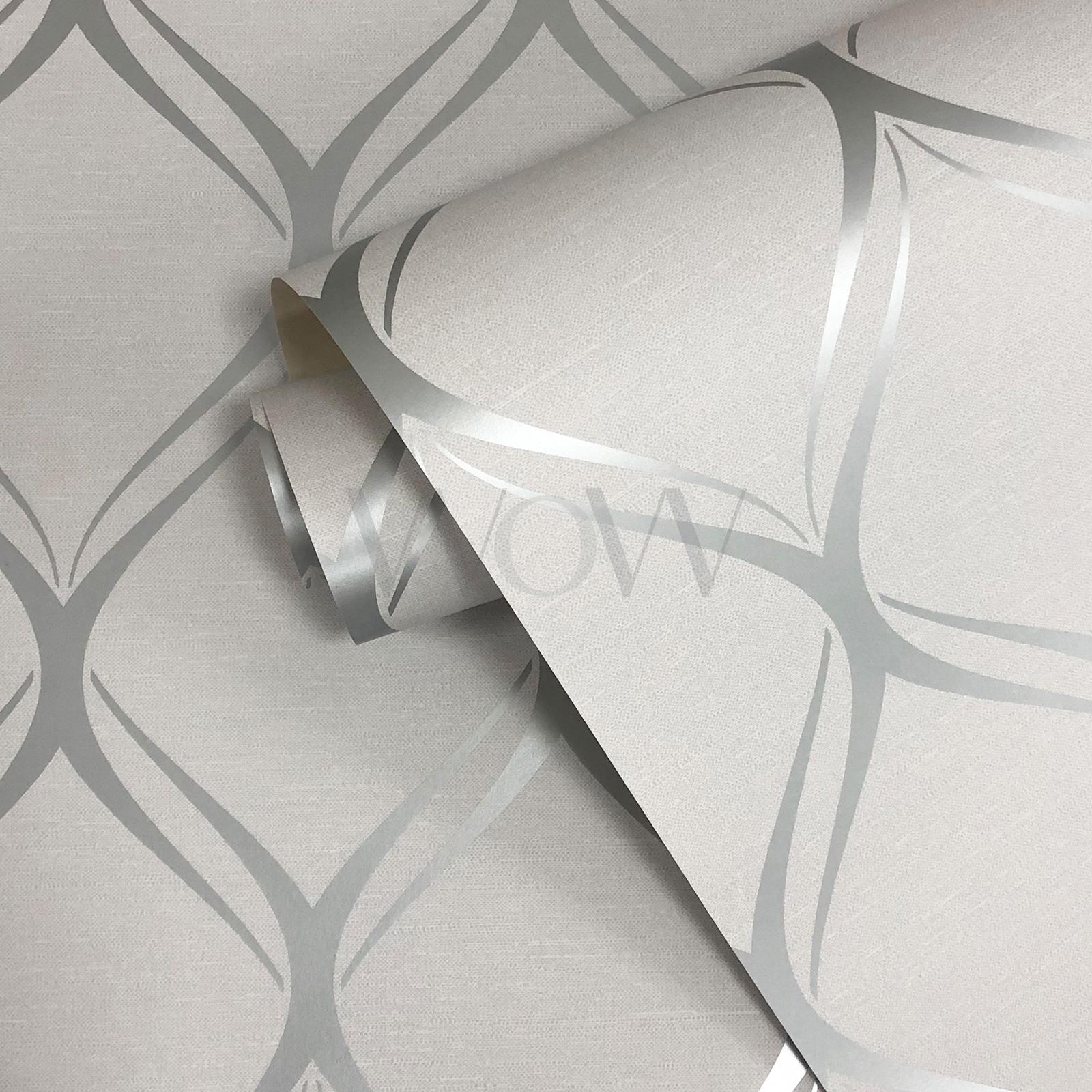 WORLD OF WALLPAPER CLIFTON WAVE GEOMETRIC METALLIC ROSE GOLD SILVER