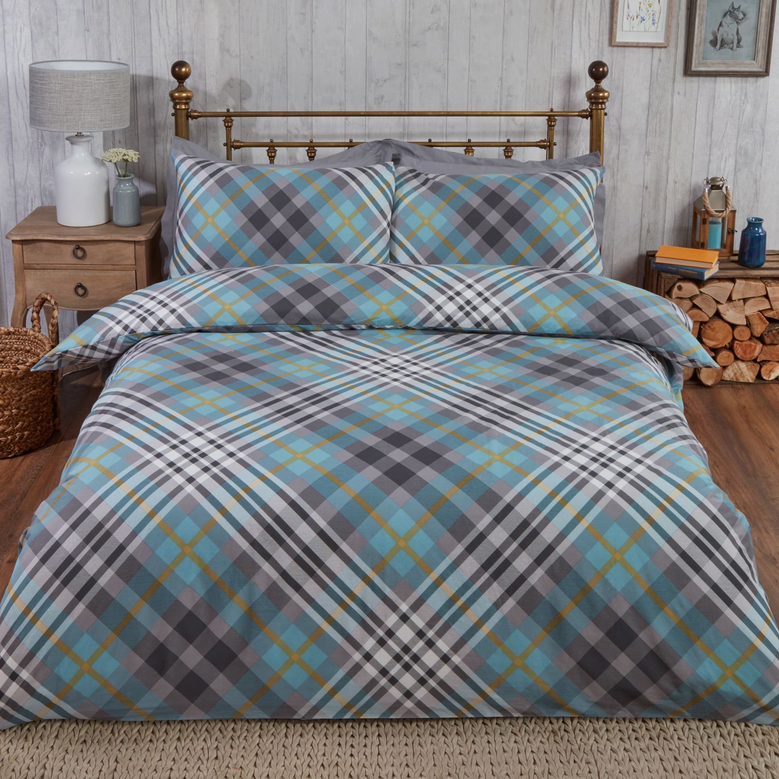 Stockholm 100/% Brush Cotton Flannelette Duvet Set Double Cheapest On Grey