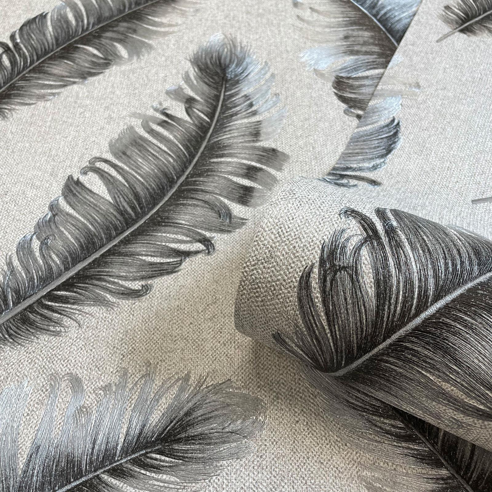 Belgravia Ciara Glitter Textured Wallpaper - Feather & Plain - Choose Colour - Picture 8 of 21