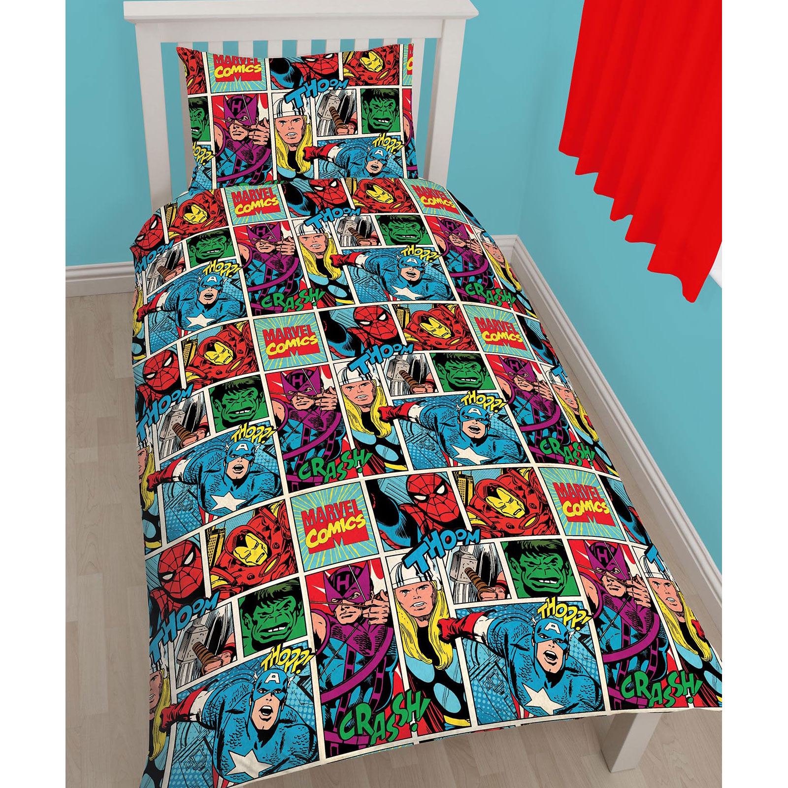 MARVEL AVENGERS COMICS SPIDERMAN DUVET COVER SET BEDDING SINGLE