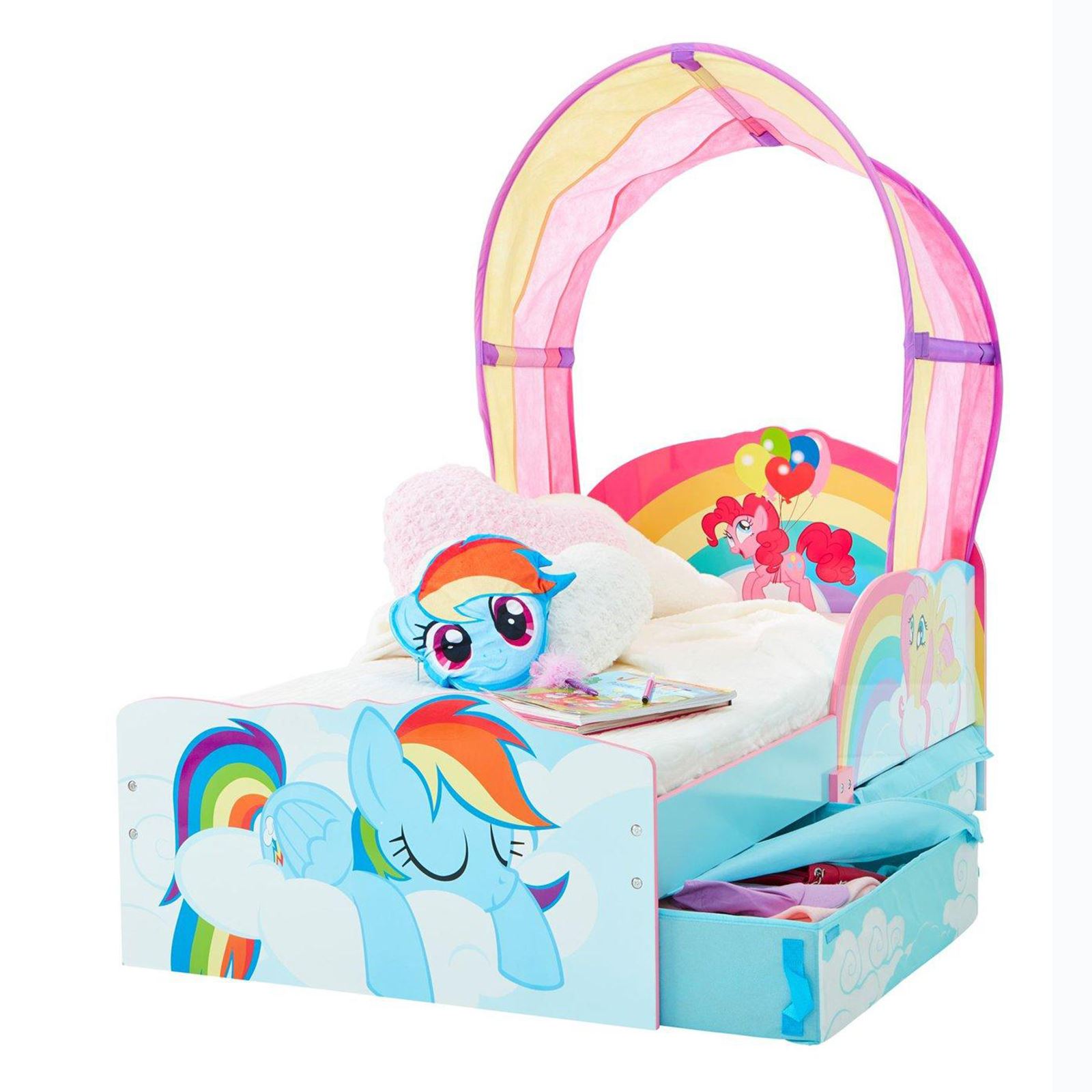 CHARACTER + DISNEY JUNIOR TODDLER BEDS WITH STORAGE + SHELF + MATTRESS