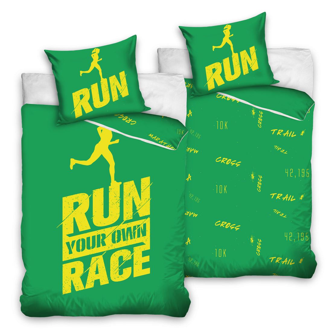 RUNNERS SINGLE DUVET COVER SET EUROPEAN 100/% COTTON RUNNING BLUE GREEN