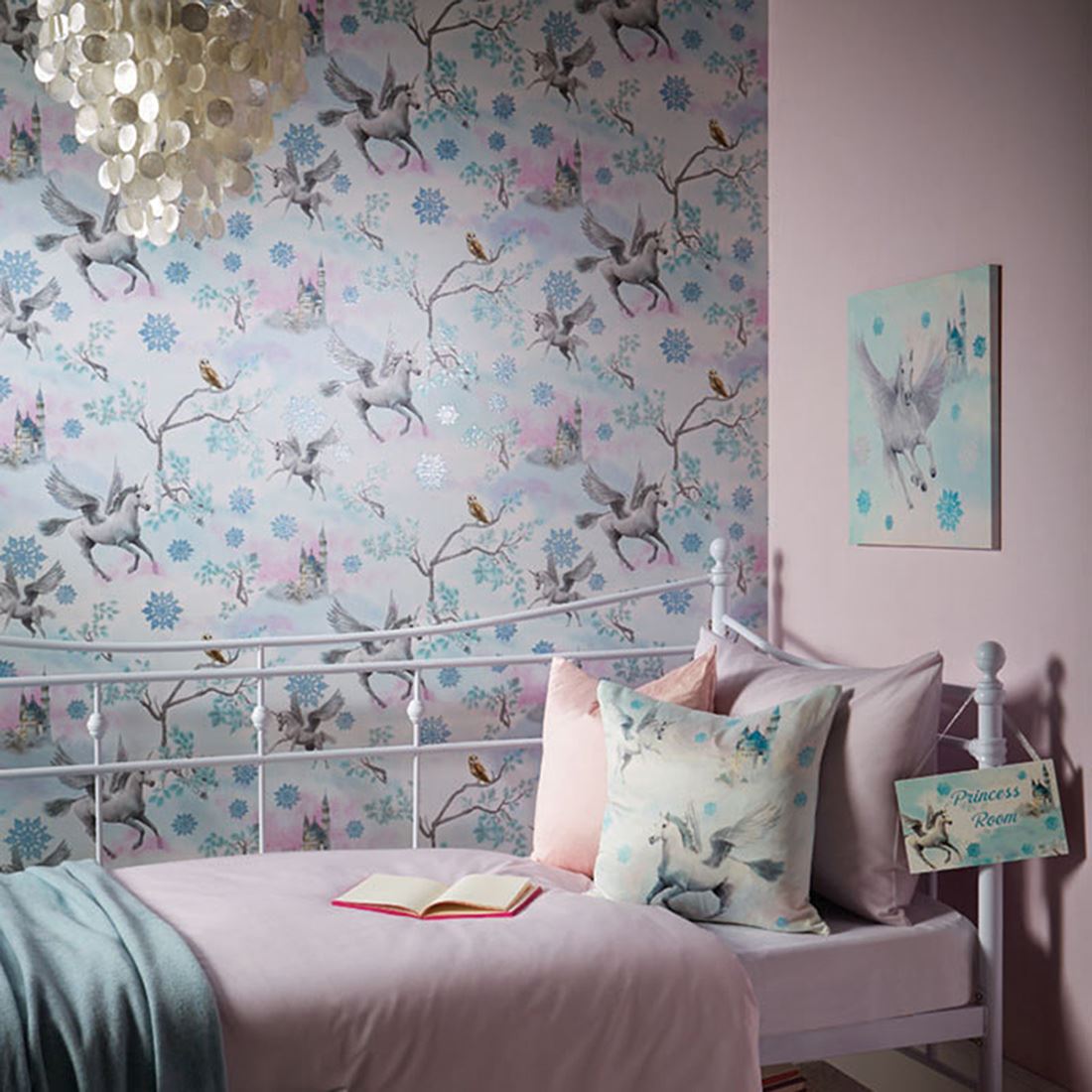 Arthouse glitter detail kids girls bedroom wallpaper feature wall ...