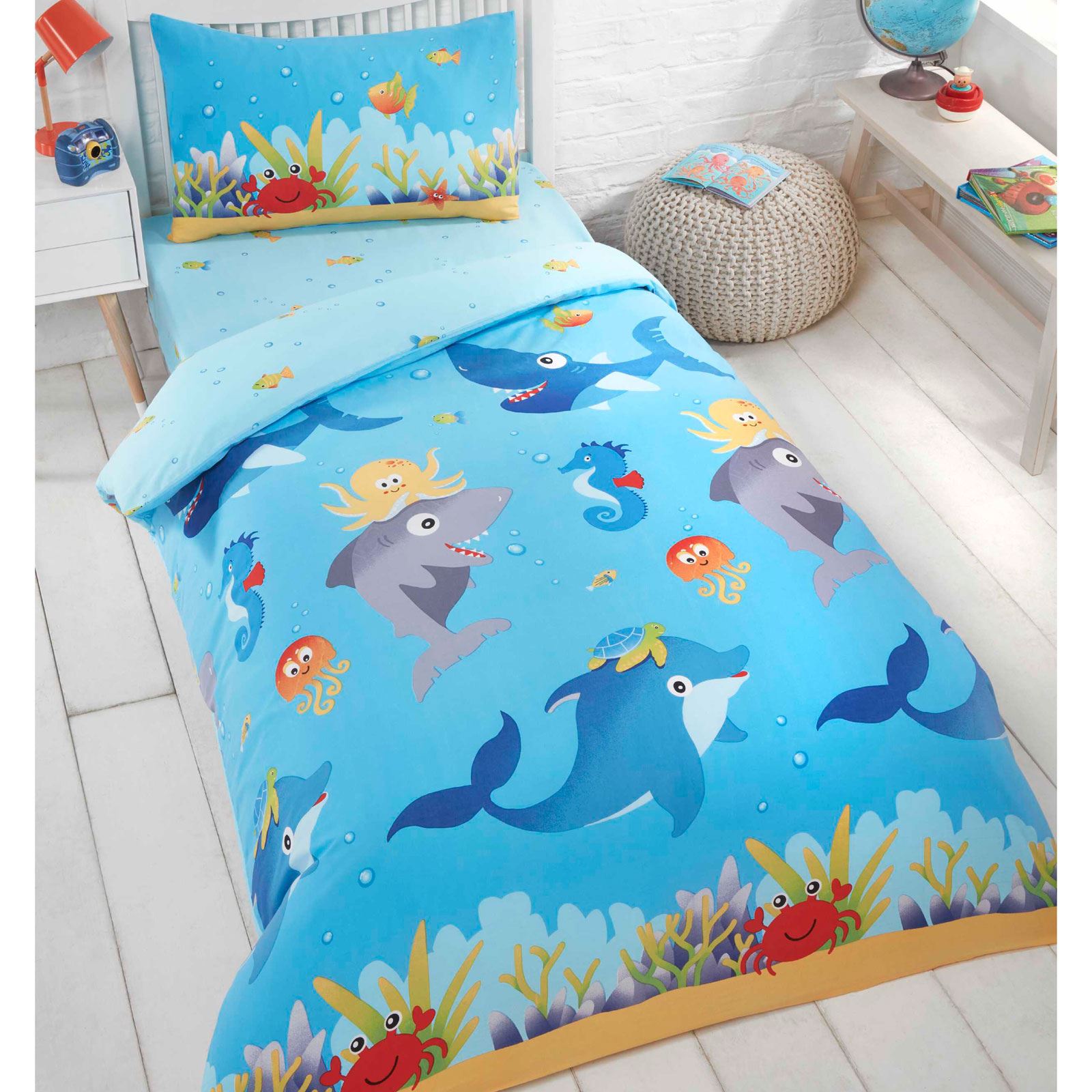 Sea Life Junior Toddler Duvet Cover Set Quilt Pillow 4 In 1