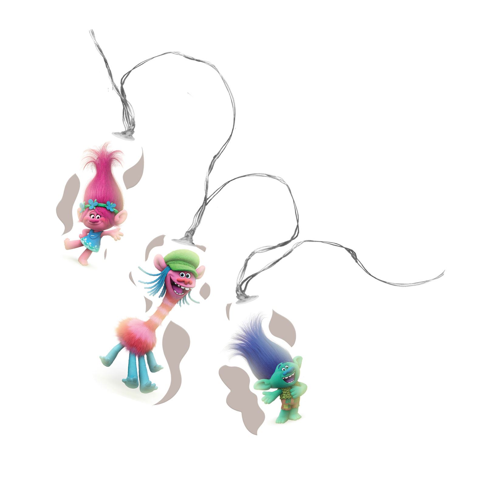 OFFICIAL TROLLS LED 15 STRING LIGHTS 2.8m LONG CABLE POPPY BRANCH COOPER