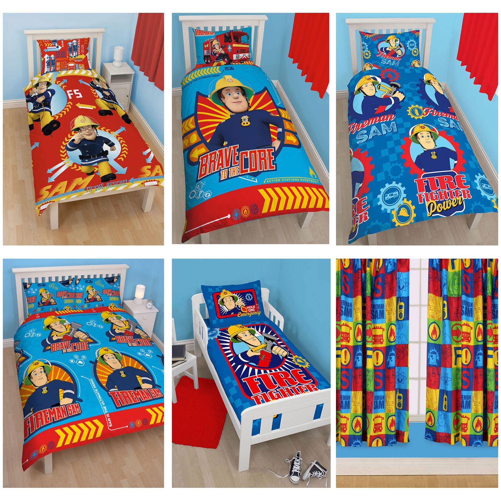 FIREMAN SAM BEDDING SINGLE DOUBLE JUNIOR DUVET COVER SET / FITTED