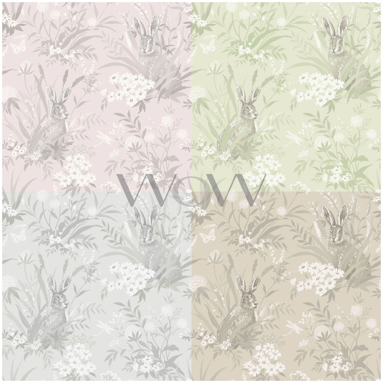 Aayla Pink Hares Wallpaper Woodland Rabbits 90880