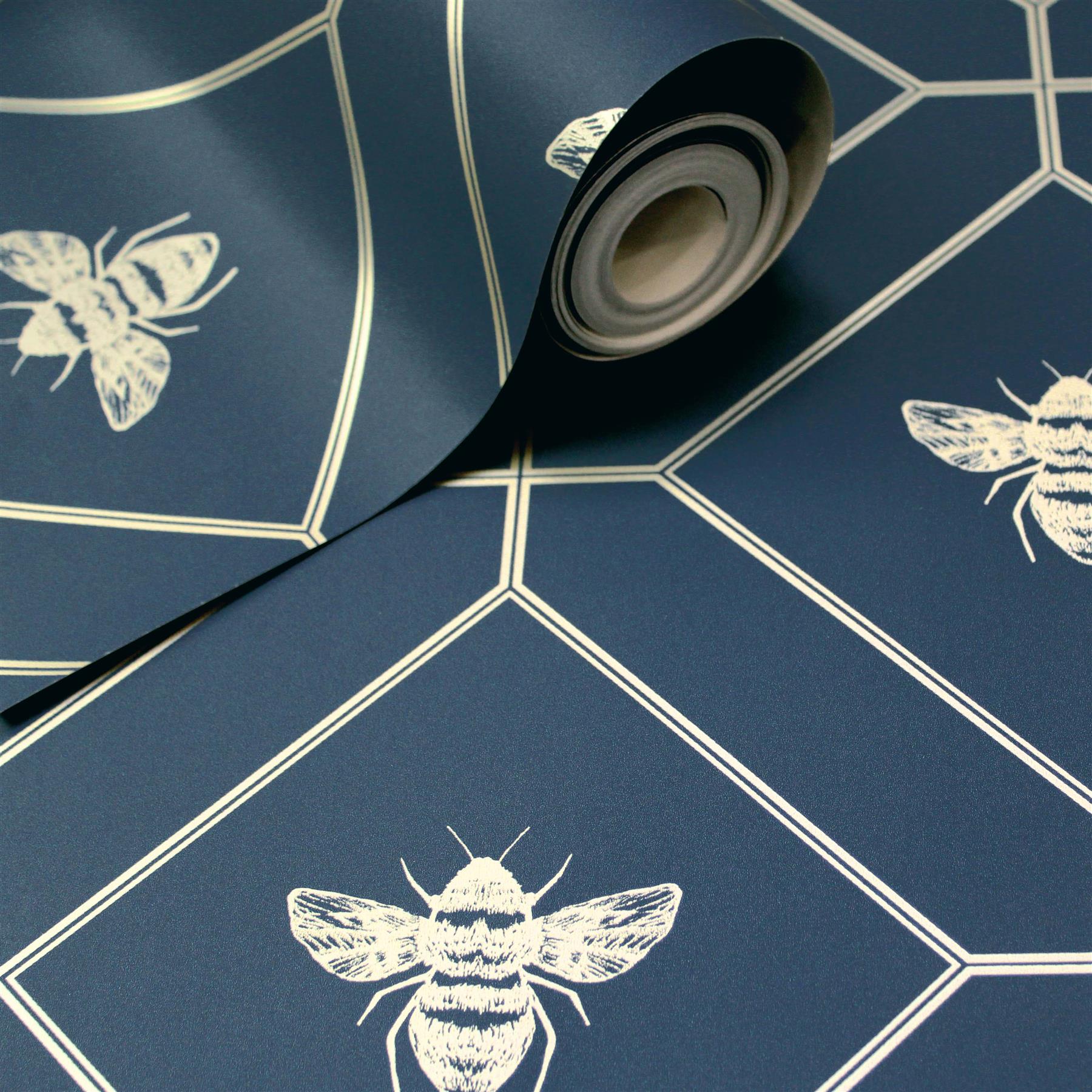 Honeycomb Bee Wallpaper Metallic Gold Geometric Diamonds - Various Colours - Picture 30 of 32